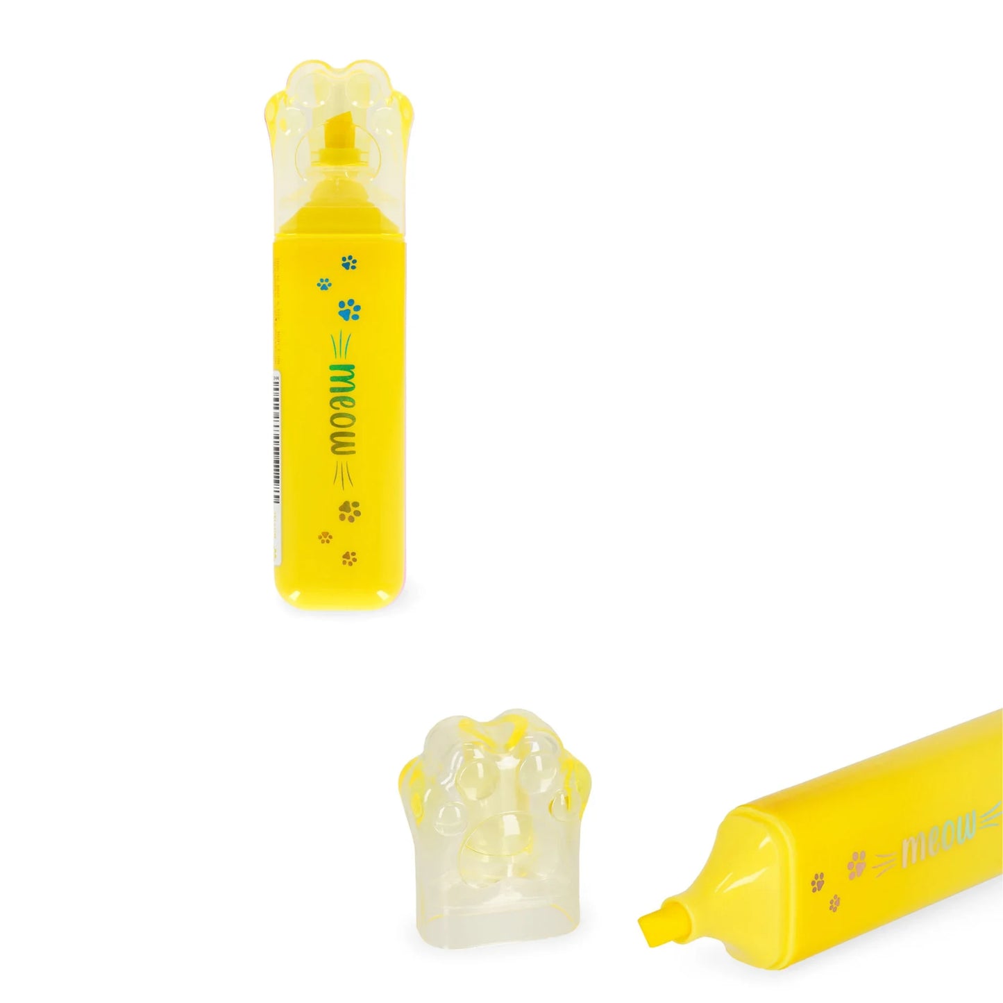 Evidenziatore Legami Meow Zampa di Gatto — 6 Colori | Punta a Scalpello 5 mm Base Acqua