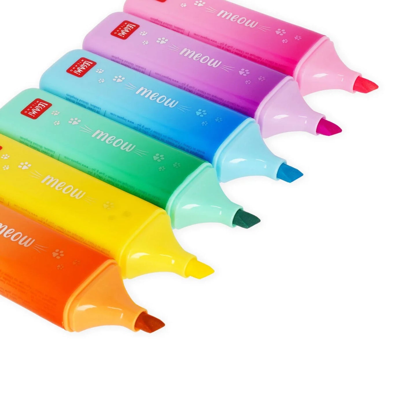 Evidenziatore Legami Meow Zampa di Gatto — 6 Colori | Punta a Scalpello 5 mm Base Acqua