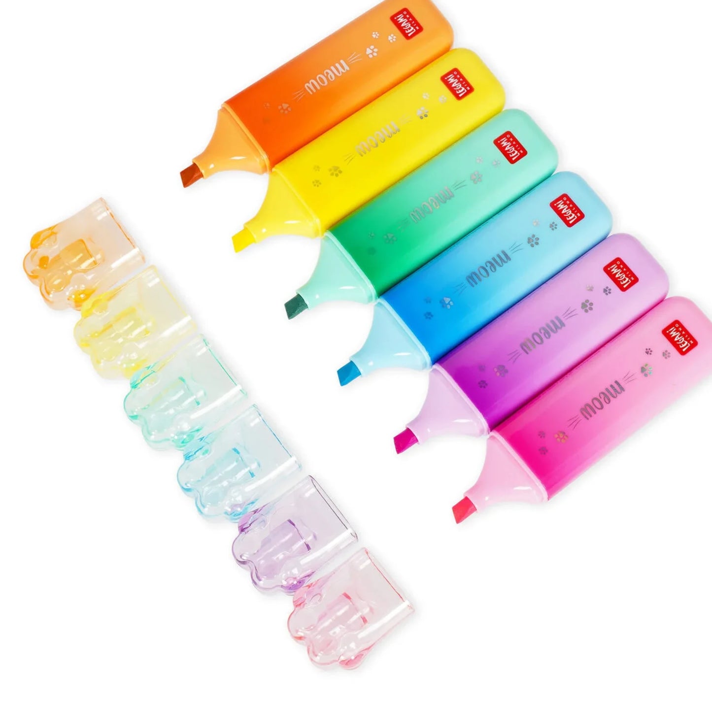 Evidenziatore Legami Meow Zampa di Gatto — 6 Colori | Punta a Scalpello 5 mm Base Acqua