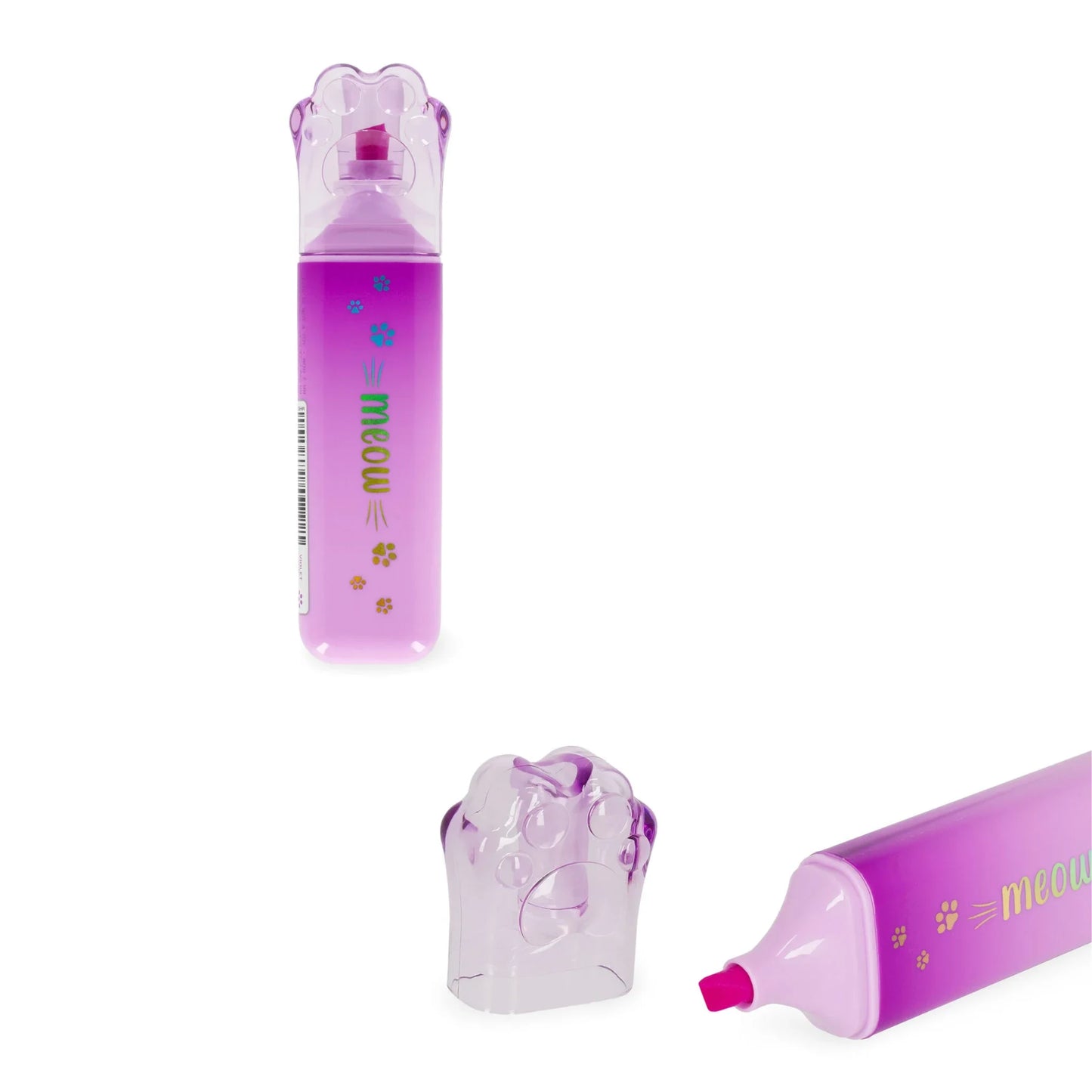 Evidenziatore Legami Meow Zampa di Gatto — 6 Colori | Punta a Scalpello 5 mm Base Acqua