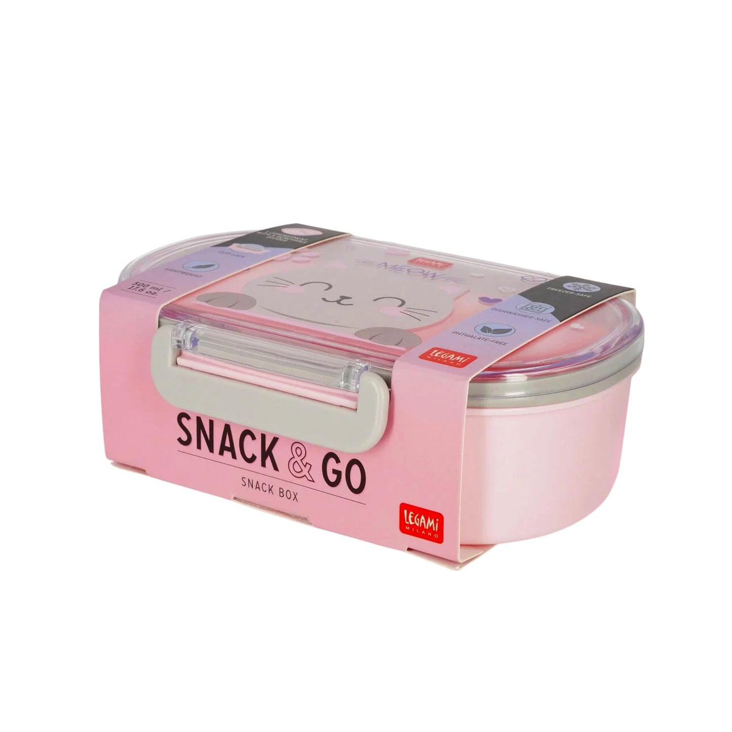 Contenitore Porta Merenda Legami Snack & Go Kitty 500ml con Divisorio Rimovibile Clip Phthalate Free | Back to School 2026