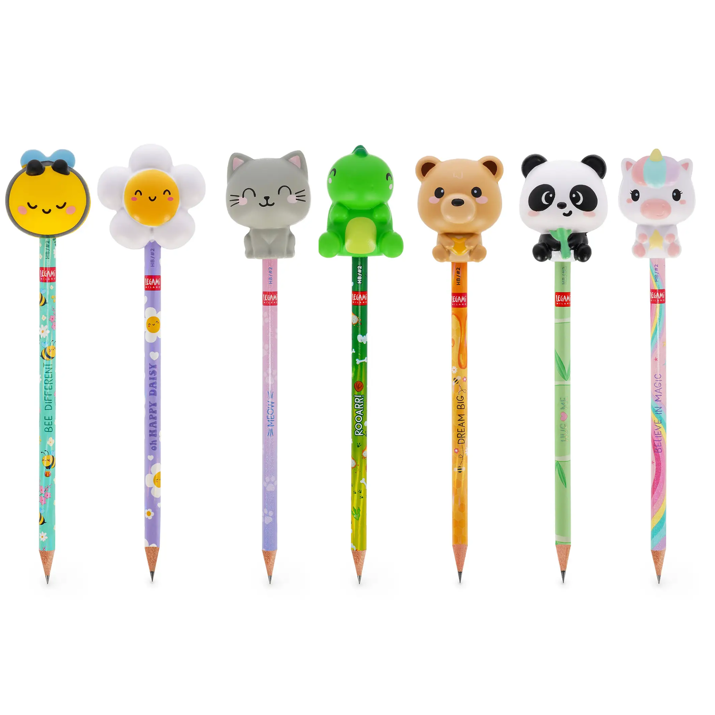 Matita Antistress Legami Squeezies HB Panda Kitty Unicorn Dino Teddy Bee Daisy
