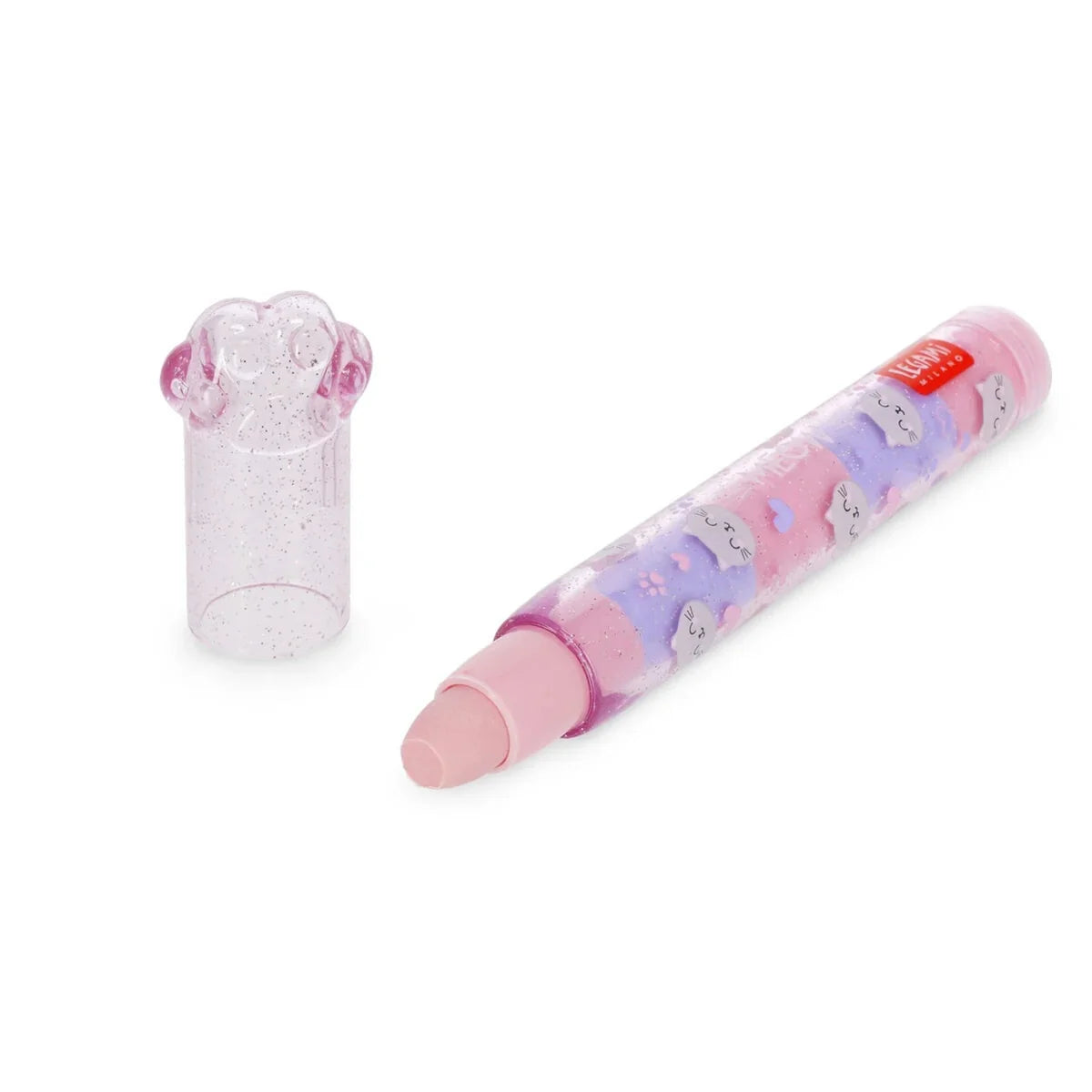 Gomme Impilabili Meow Legami — 5 Gomme Profumate al Mirtillo con Portagomma a Zampina di Gatto