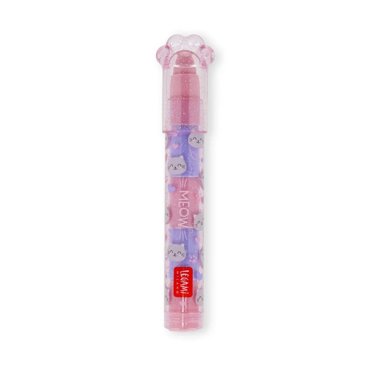 Gomme Impilabili Meow Legami — 5 Gomme Profumate al Mirtillo con Portagomma a Zampina di Gatto