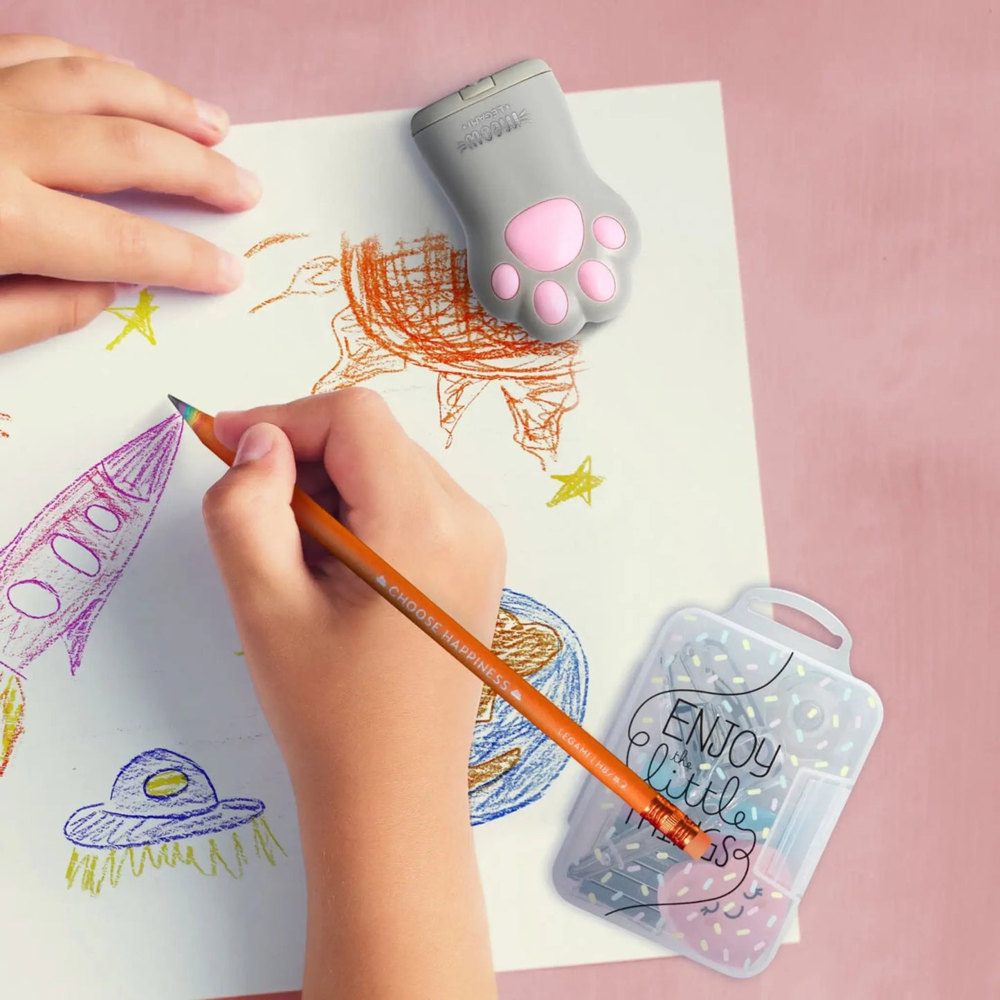 Mini Set Cancelleria Legami Little Things | Kit Rettangolare Forbici Cucitrice Nastro Segnapagina