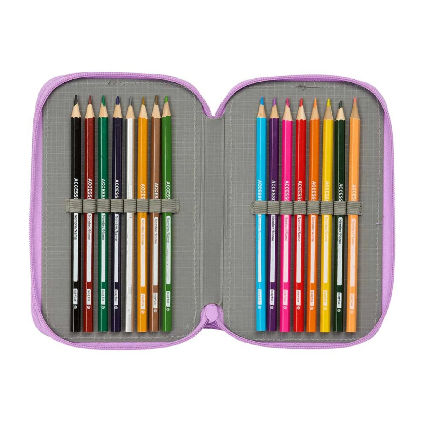 Astuccio 3 Zip Safta K-Pop Demon Hunters Artist Lilla con 37 Accessori — Tie-Dye Pastel Tirazip Huntrix Licenza Ufficiale Netflix