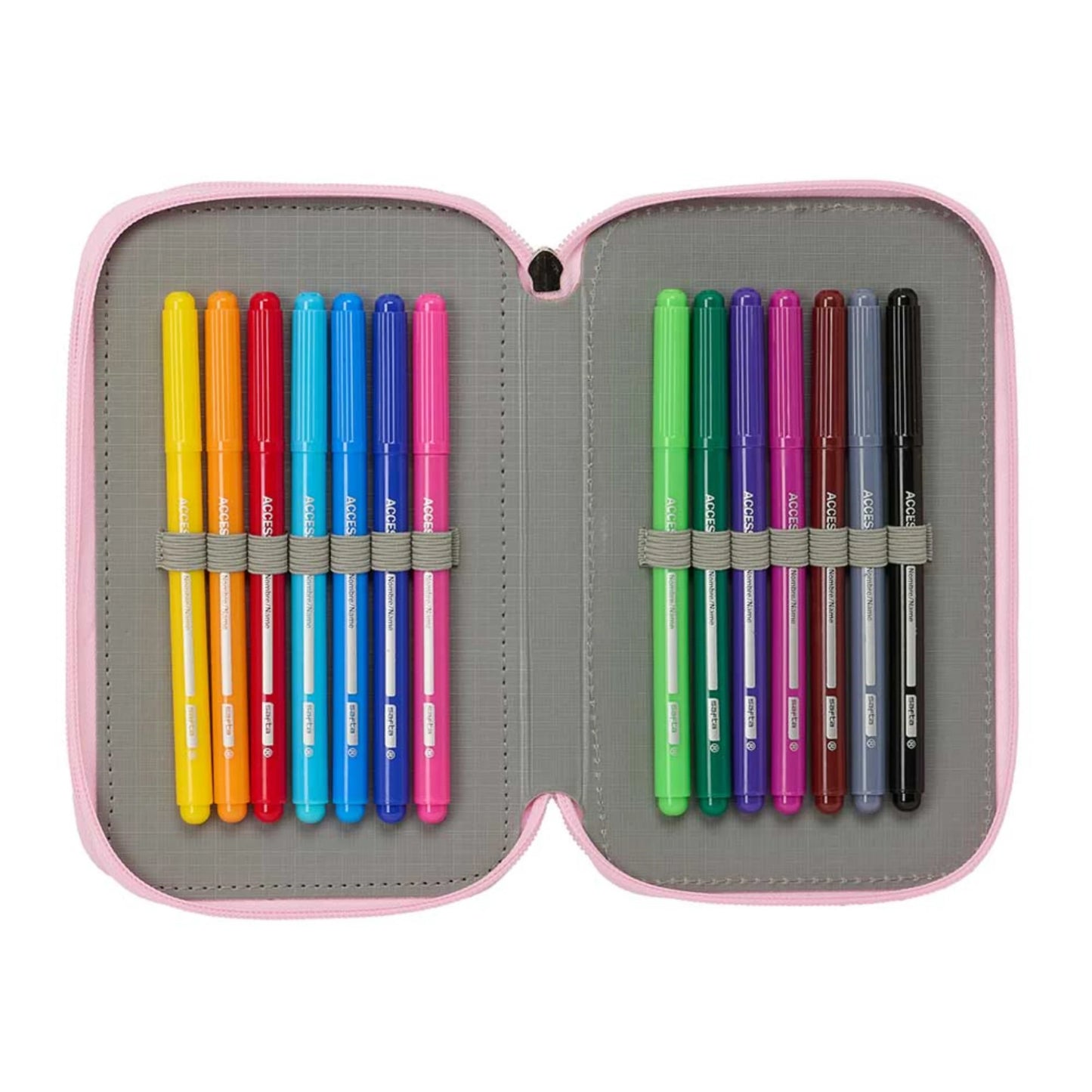 Astuccio 3 Zip Safta K-Pop Demon Hunters Iconic Rosa con 37 Accessori — Medaglione Huntrix Tirazip Metallo Licenza Ufficiale Netflix