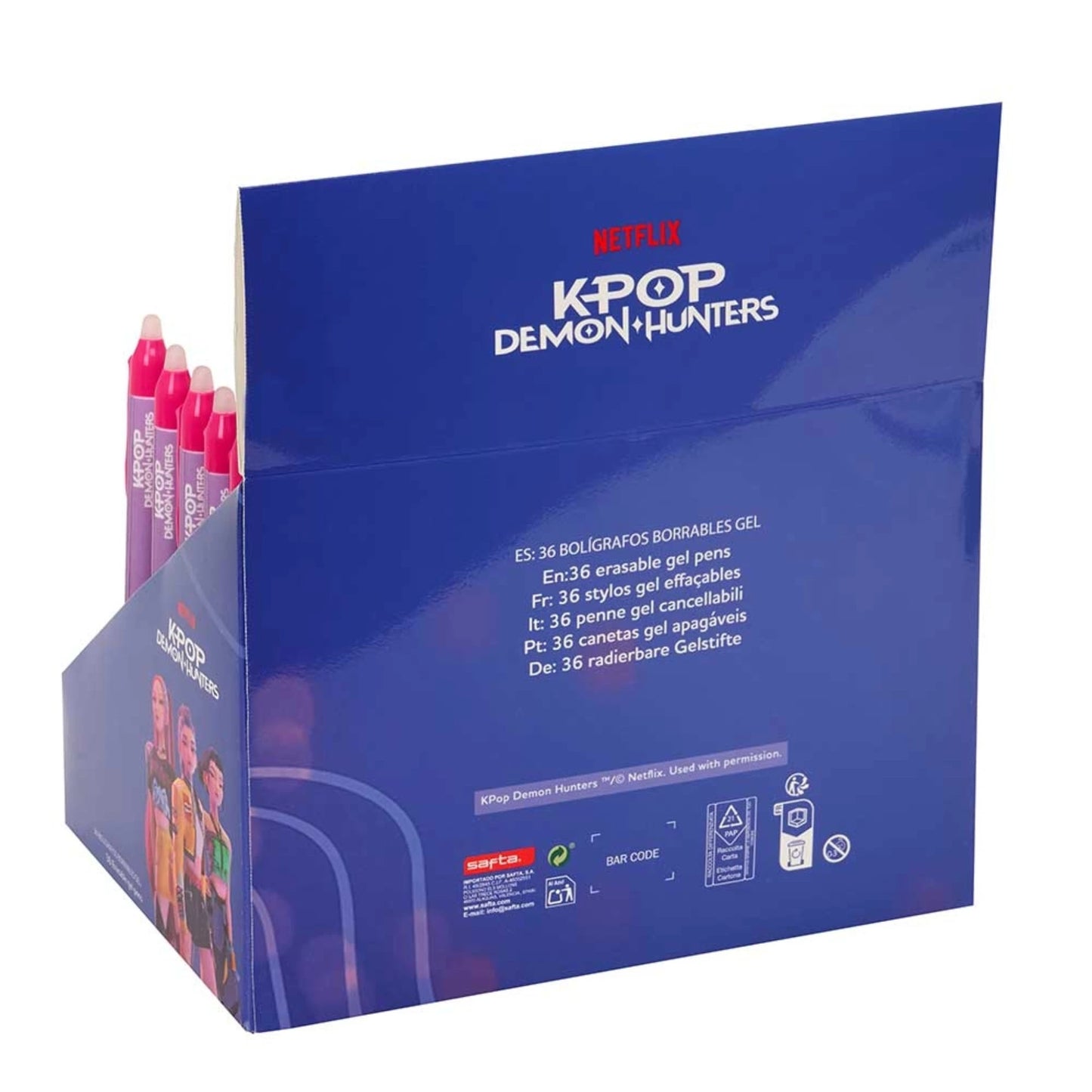 Penna Gel Cancellabile Safta K-POP Demon Hunters — Topper Huntrix Inchiostro Blu Netflix Design Assortito