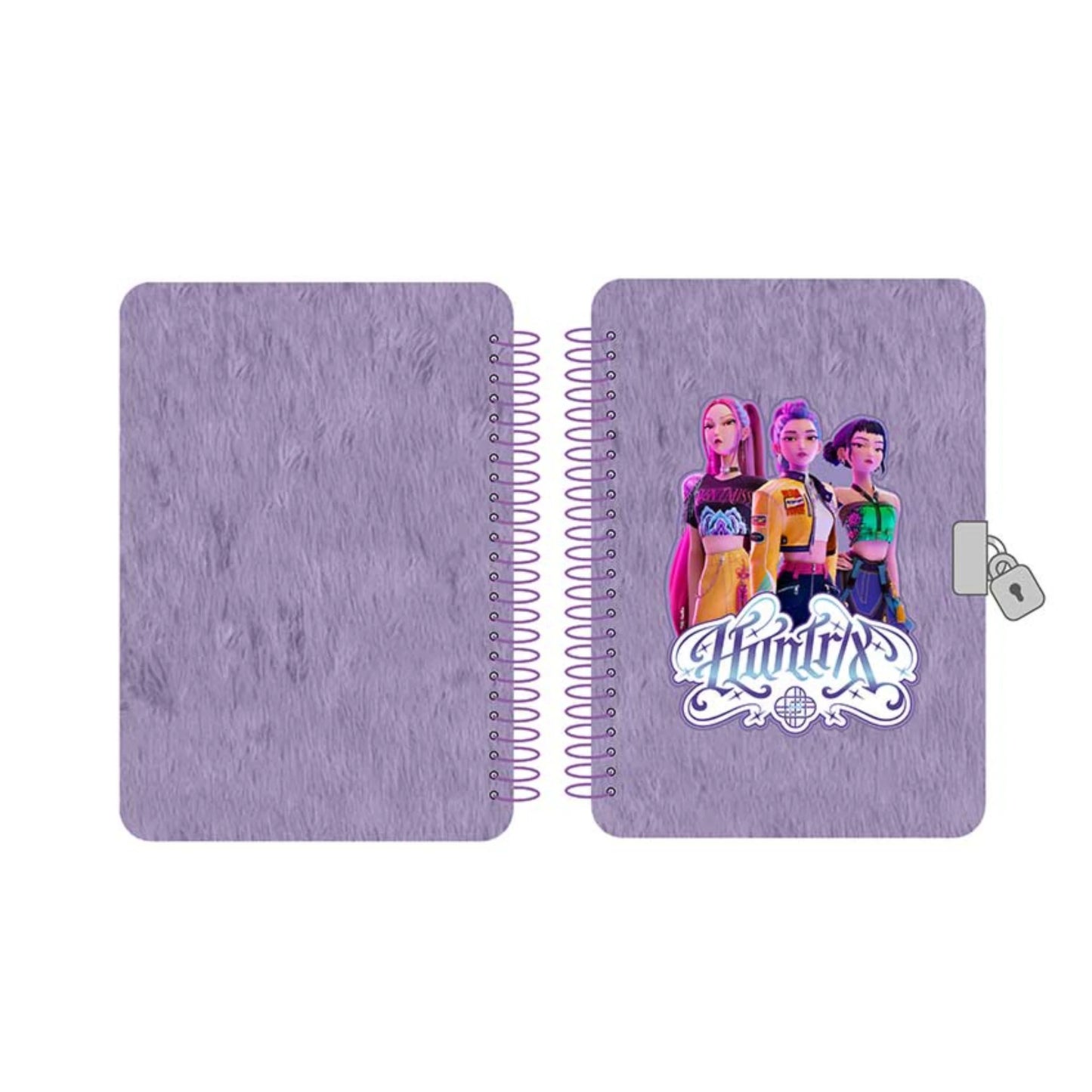 Set Diario Pelliccia con Lucchetto Safta K-POP Demon Hunters — Huntrix Rosa + Penna Multicolore Netflix