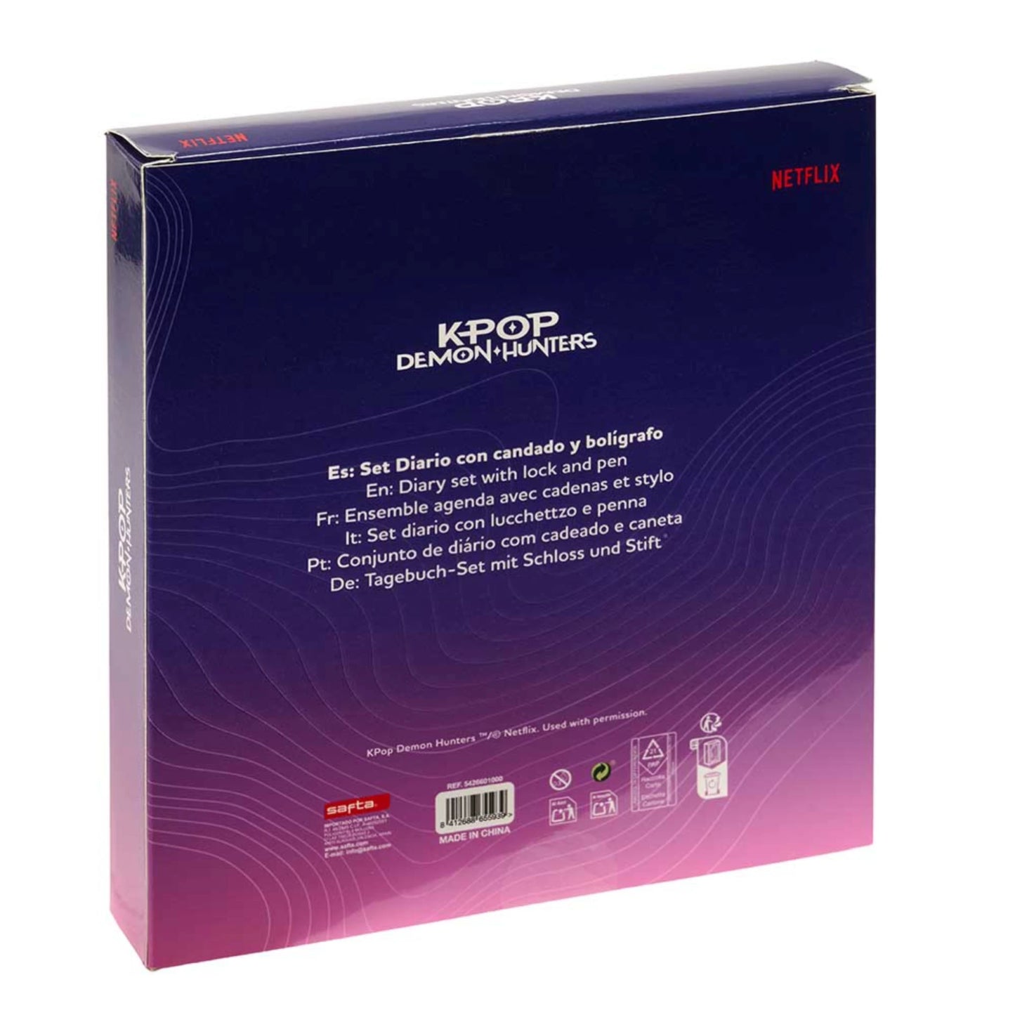 Set Diario Pelliccia con Lucchetto Safta K-POP Demon Hunters — Huntrix Rosa + Penna Multicolore Netflix