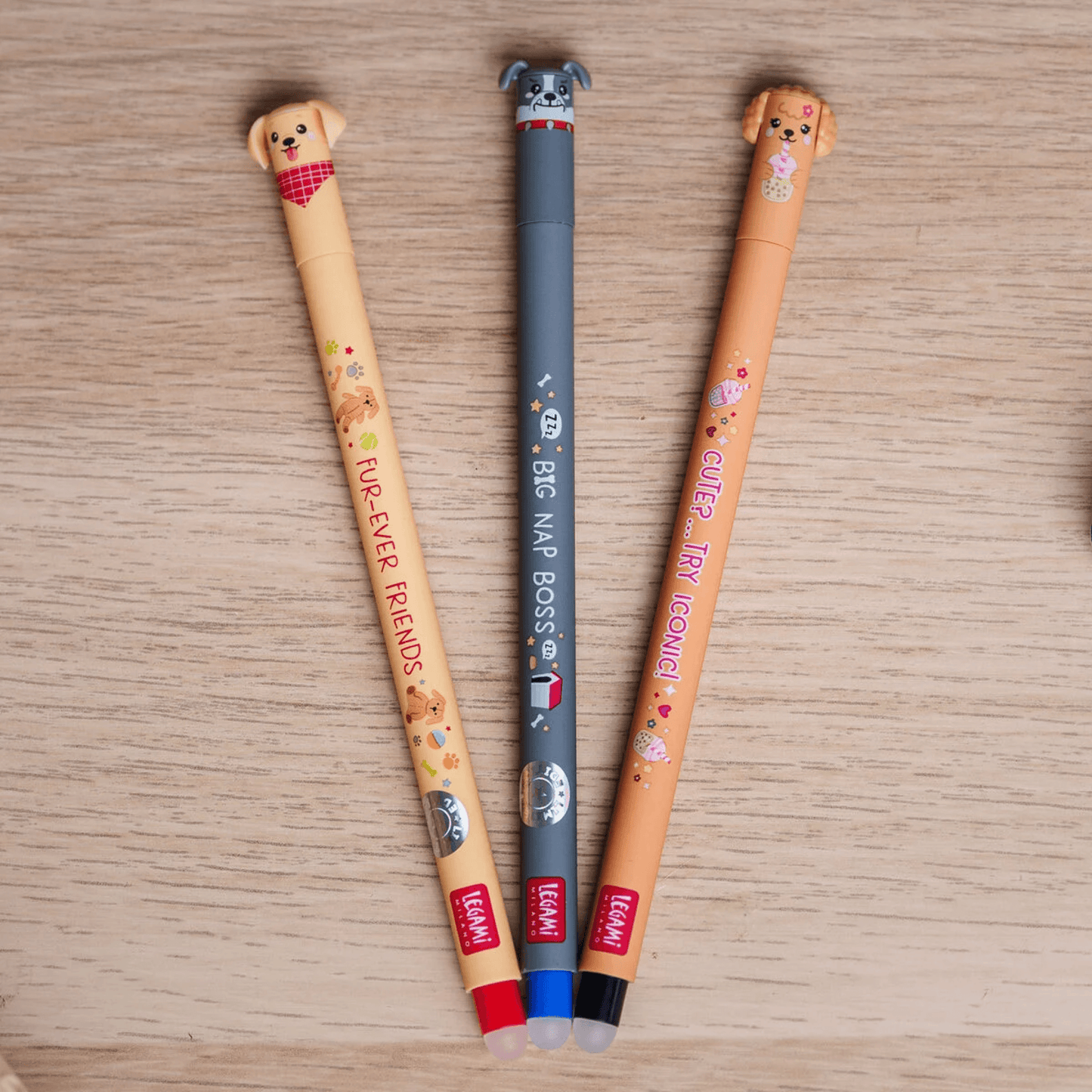 Set 3 Penne Cancellabili Legami Fur-ever Friends - Cani Golden Retriever Bulldog Poodle | Erasable Pen