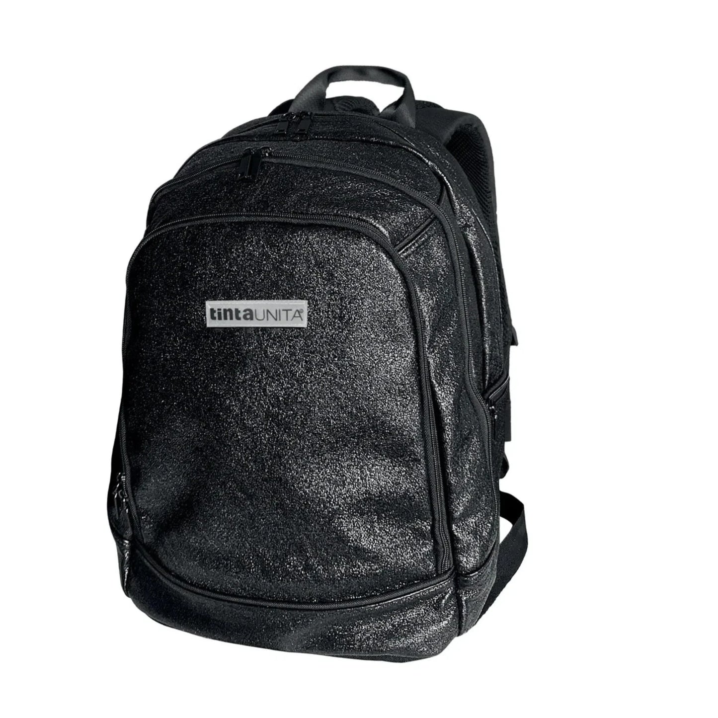 Zaino Scuola Tinta Unita Dream Cross Glamour Nero 28L — Effetto Glitter PU Luxury Cross System 3 Scomparti 2026/2027