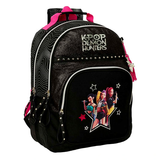 Zaino Scuola Doppio Scomparto K-Pop Demon Hunters Energy Huntrix con Cantoniere Antirozza Adattabile Carrello Safta — 20 Litri