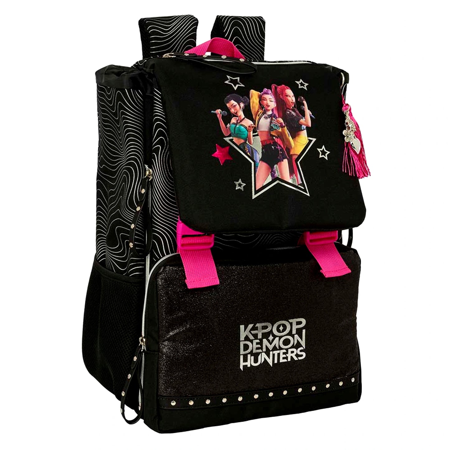 Zaino Scuola Estensibile K-Pop Demon Hunters Energy Huntrix con Pattina Solapa Dettagli Rifrangenti Safta — 17 Litri