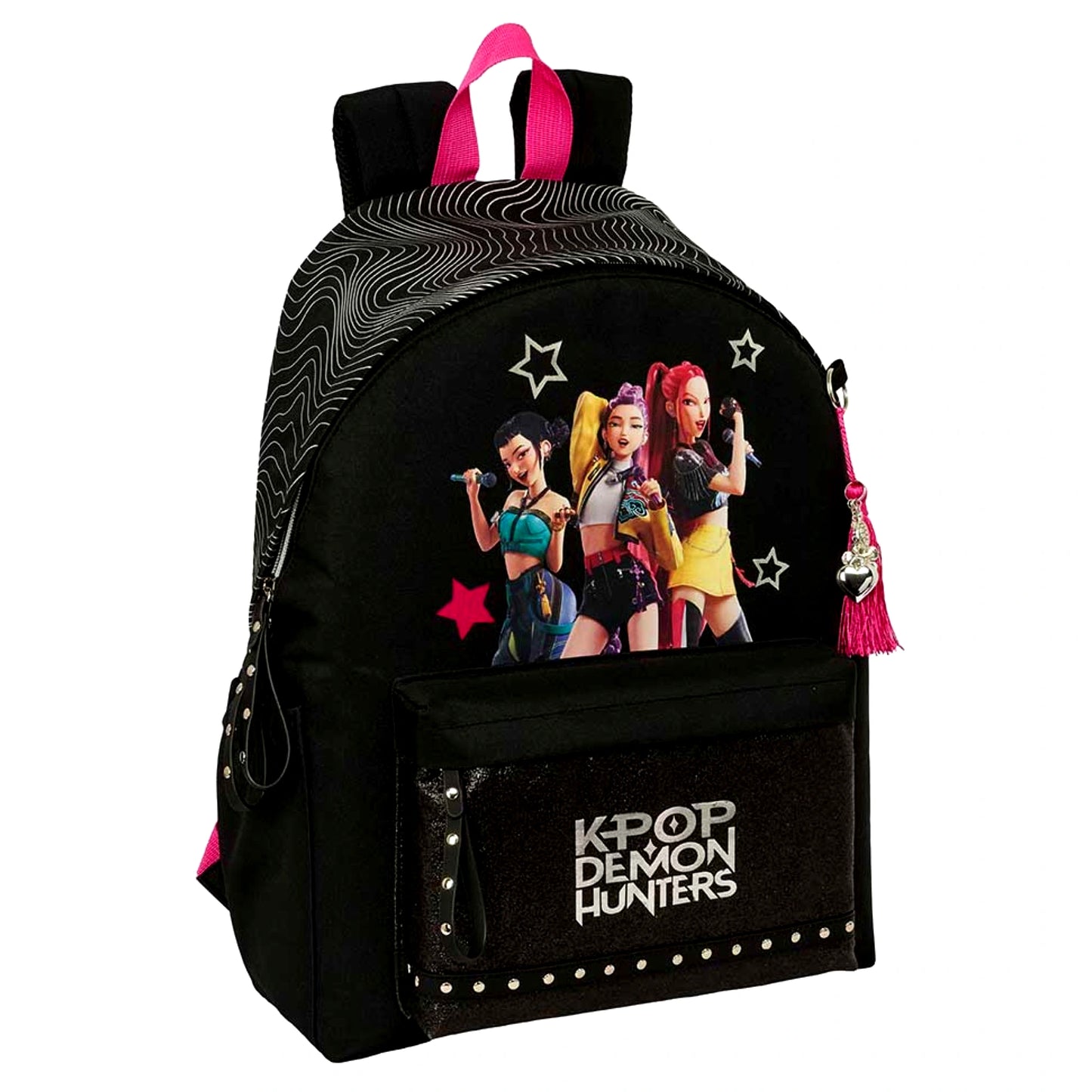 Zaino Porta Laptop 14.1" K-Pop Demon Hunters Energy Huntrix con Tasca Glitter e Borchie Safta — 17 Litri