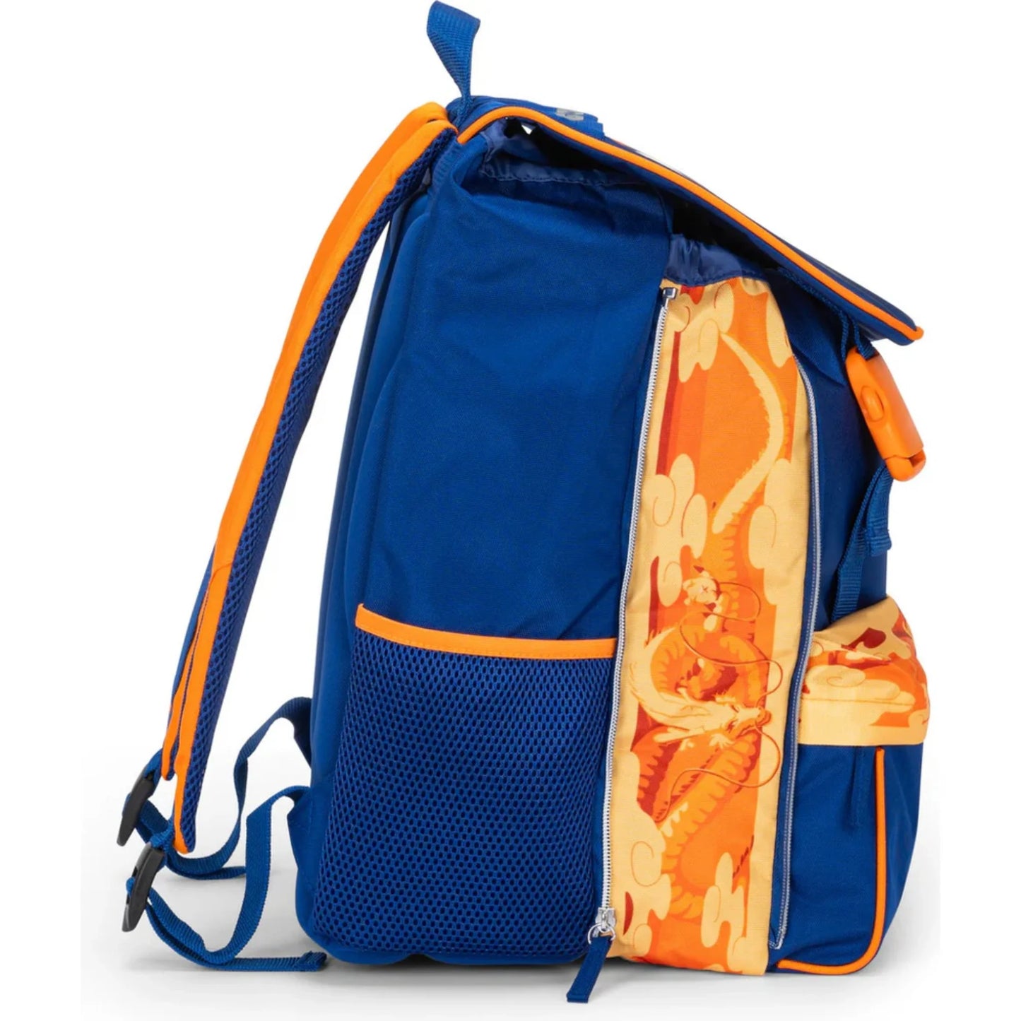 Dragon Ball Super Goku Extendable School Backpack with Flap, Buckles, and Double Compartment Blue Orange Panini