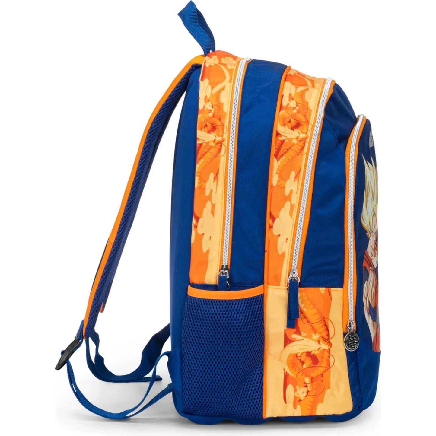 Dragon Ball Super Goku Super Saiyan School Backpack Organized with Double Compartment and Water Bottle Holder Blue Orange