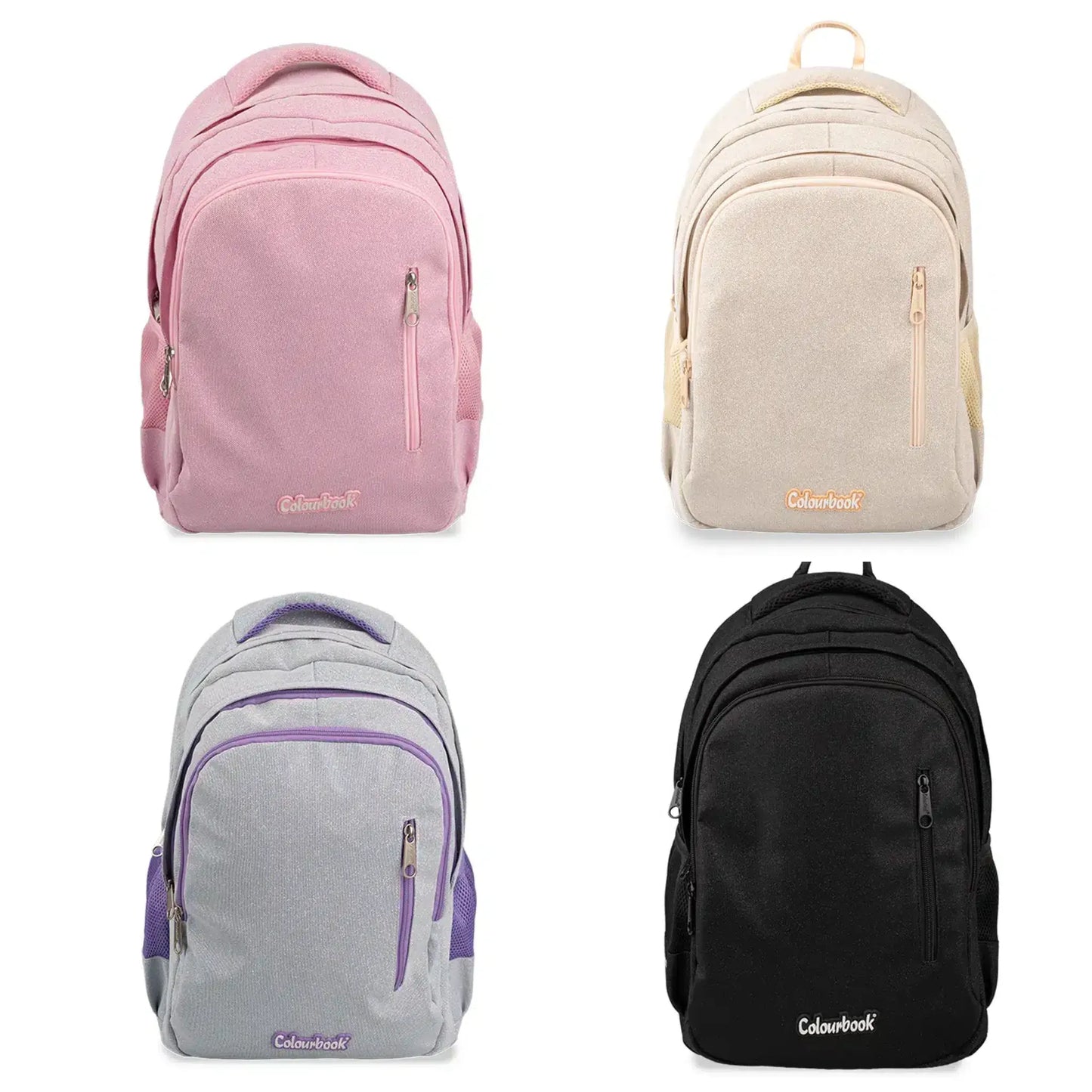 Zaino Scuola Colourbook Glitter 30L Lilla Nero Rosa Oro 2026-2027