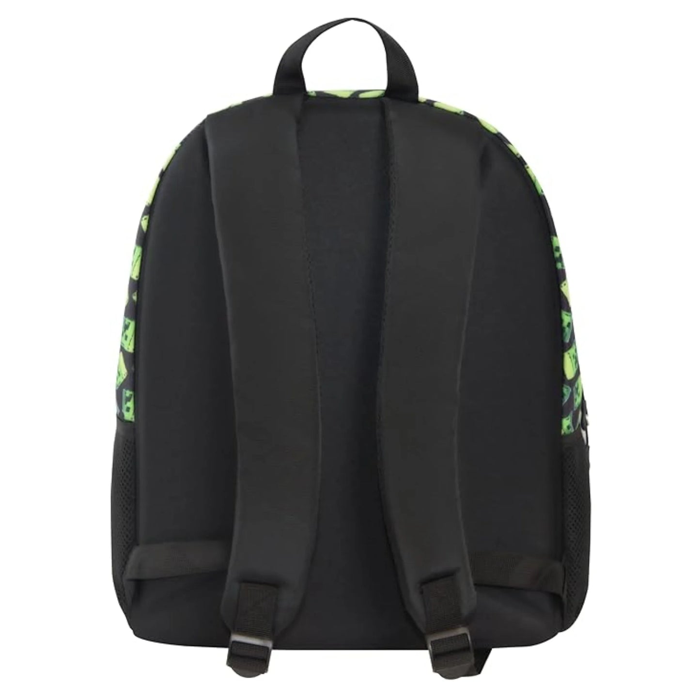 Minecraft Movie Creeper Pattern School Backpack Double Compartment with Bottle Holder Pocket Black Green
