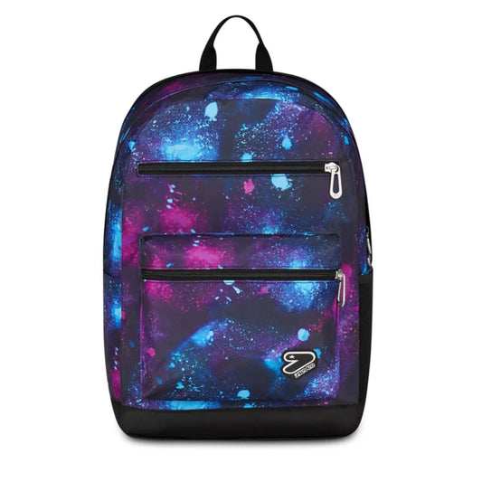 Zaino Seven The Double Reversibile Free Shine con Earphones Wireless e Marker Fantasia Galaxy Blu Viola