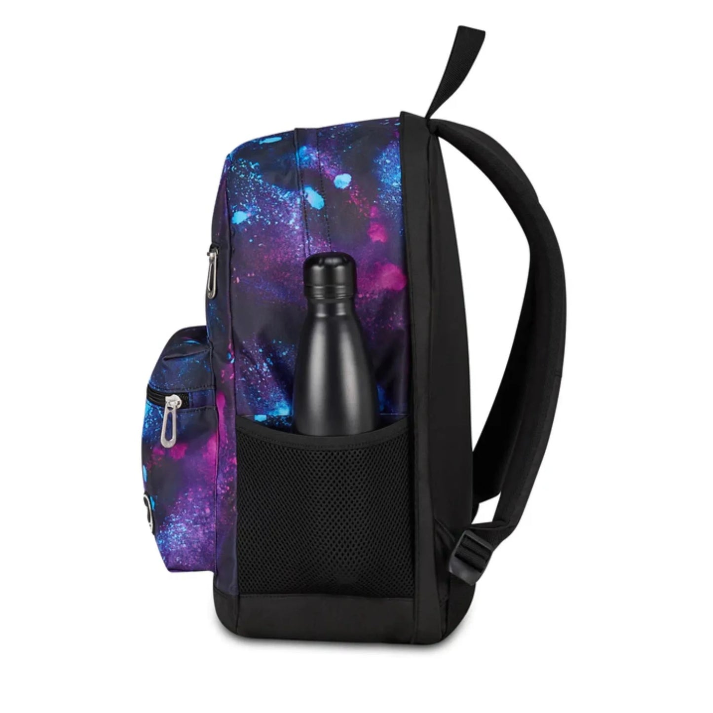 Zaino Seven The Double Reversibile Free Shine con Earphones Wireless e Marker Fantasia Galaxy Blu Viola