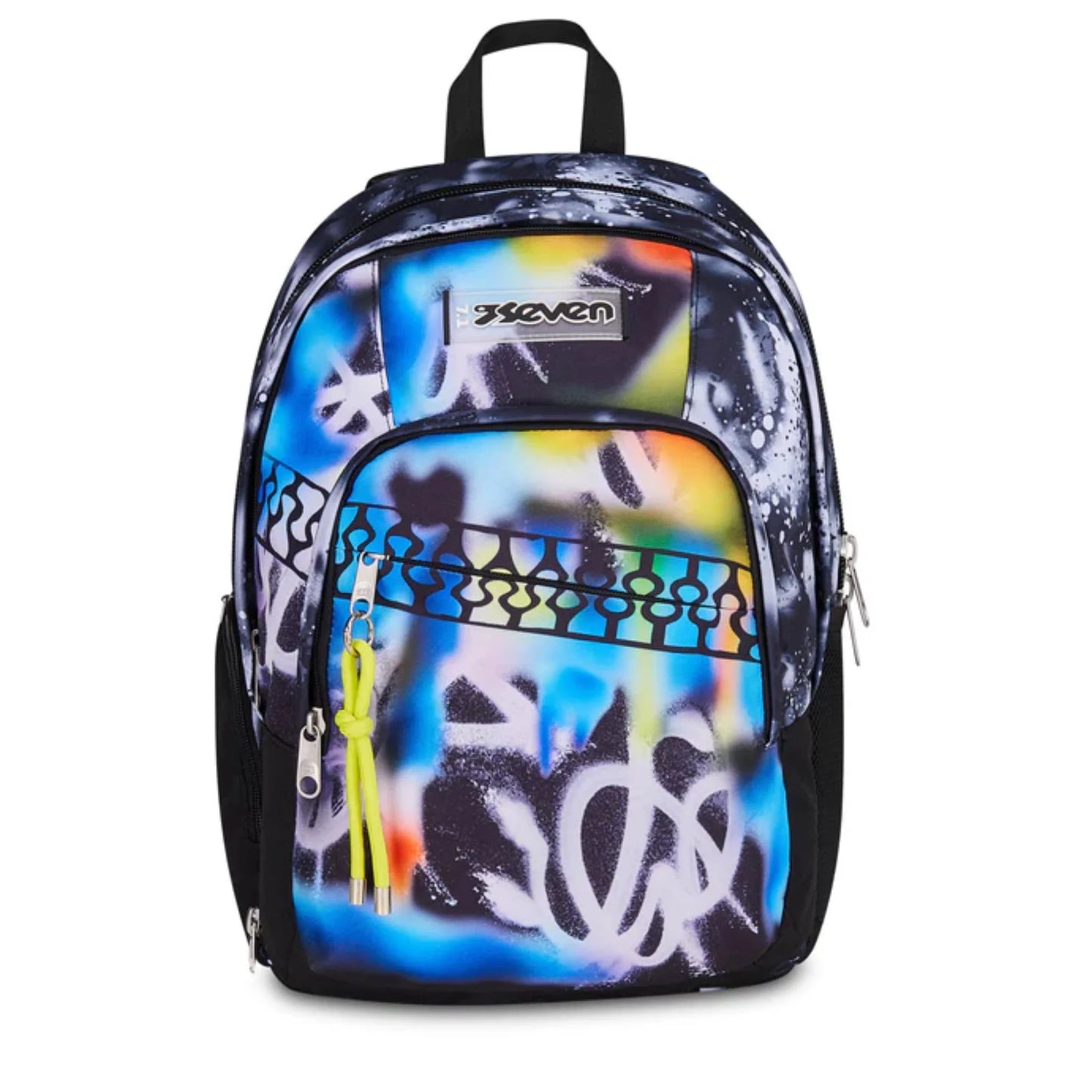 Zaino Seven Dual Detach Buzzy Note Boy 2 in 1 con Zainetto Staccabile Fantasia Graffiti Blu Multicolor