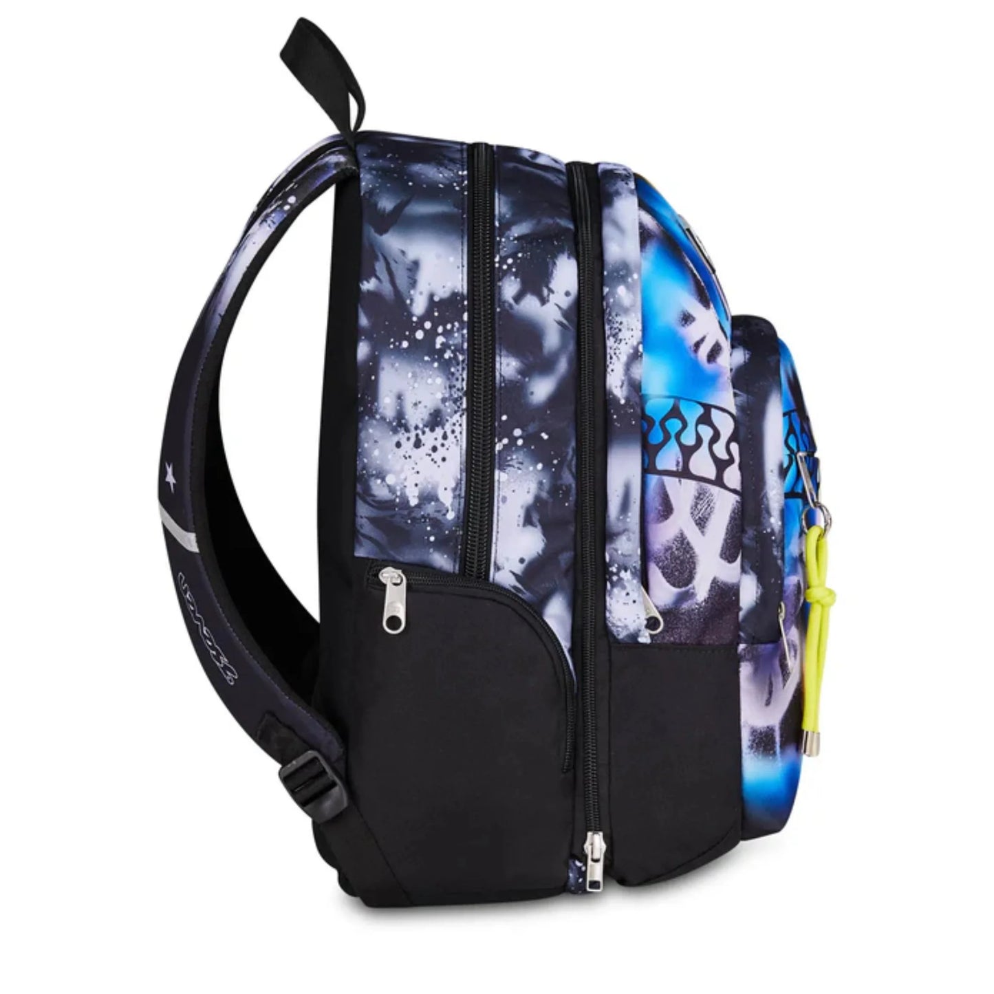 Zaino Seven Dual Detach Buzzy Note Boy 2 in 1 con Zainetto Staccabile Fantasia Graffiti Blu Multicolor