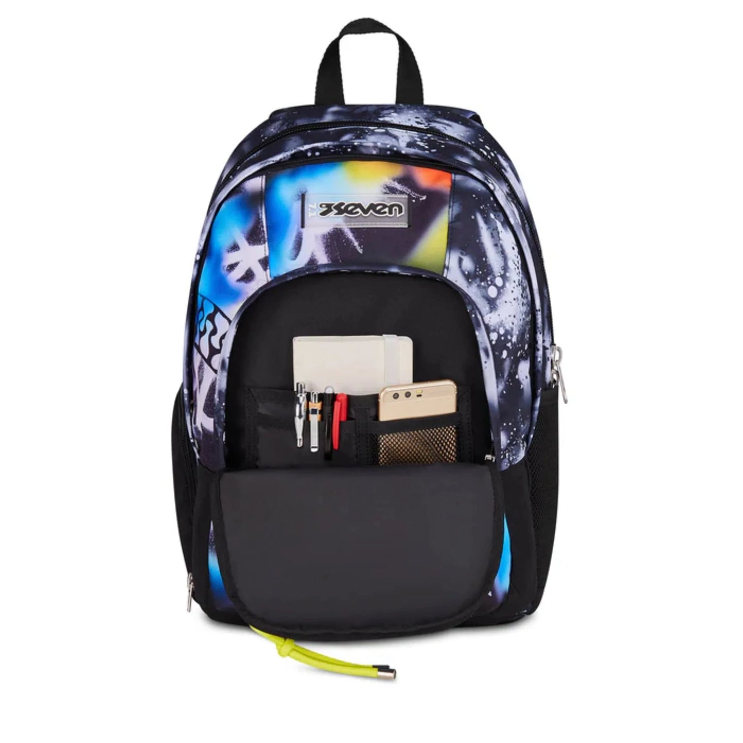 Zaino Seven Dual Detach Buzzy Note Boy 2 in 1 con Zainetto Staccabile Fantasia Graffiti Blu Multicolor
