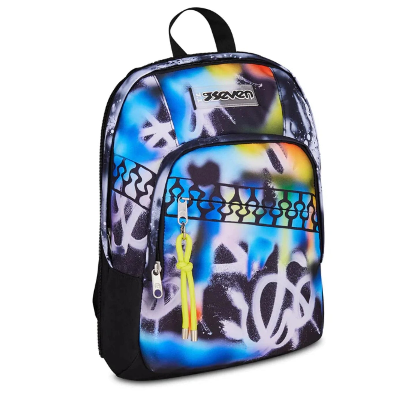Zaino Seven Dual Detach Buzzy Note Boy 2 in 1 con Zainetto Staccabile Fantasia Graffiti Blu Multicolor
