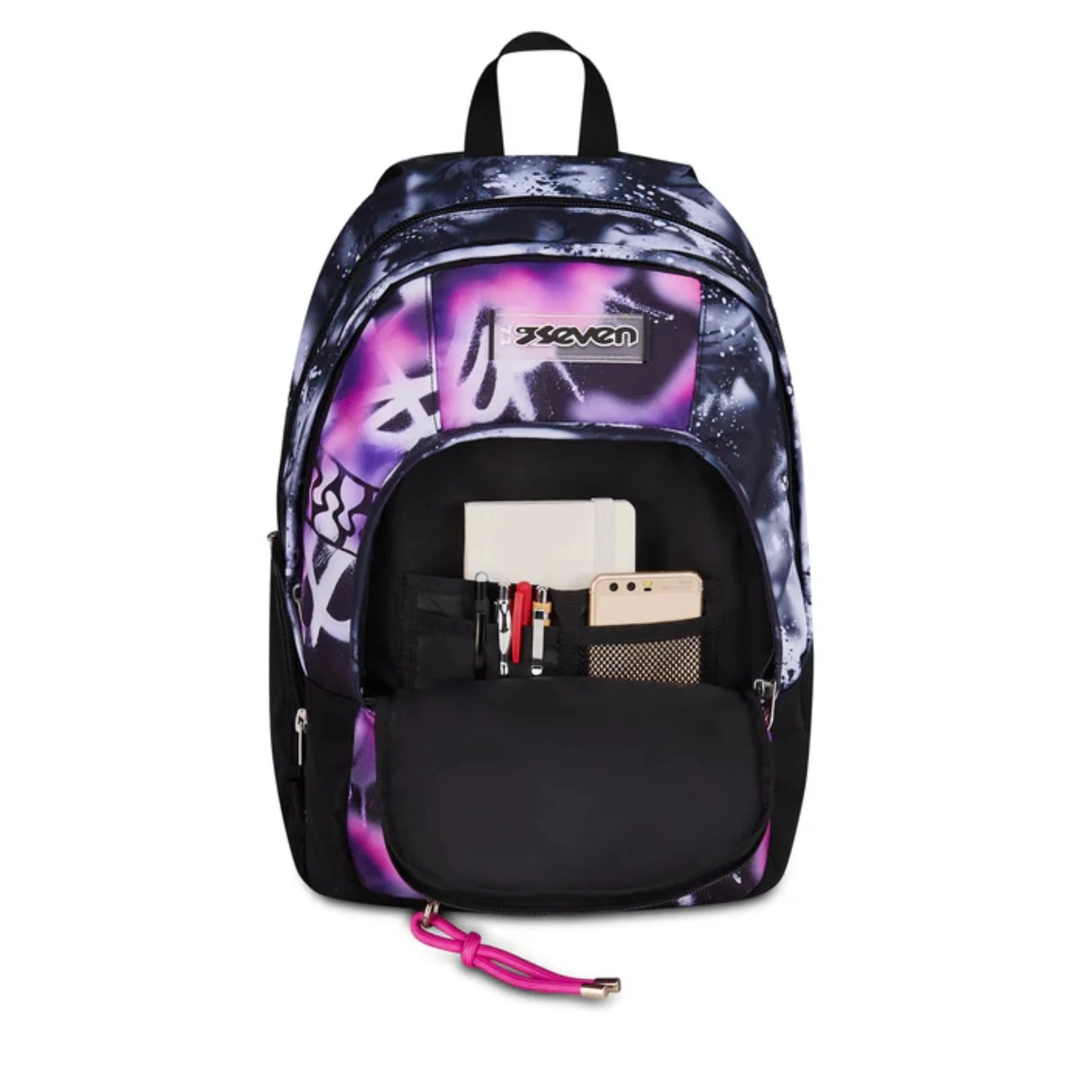 Zaino Seven Dual Detach Buzzy Note Girl 2 in 1 con Zainetto Staccabile Fantasia Viola Fucsia Galaxy