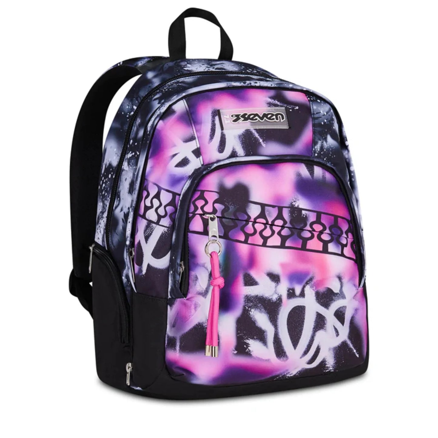 Zaino Seven Dual Detach Buzzy Note Girl 2 in 1 con Zainetto Staccabile Fantasia Viola Fucsia Galaxy