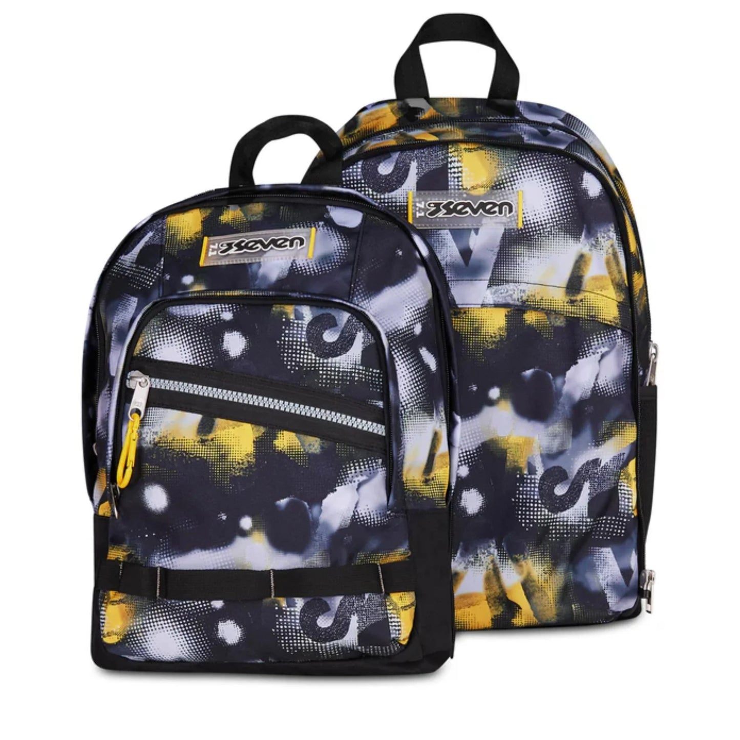 Zaino Seven Dual Detach Golden Paint 2 in 1 con Zainetto Staccabile Fantasia Giallo Oro Halftone