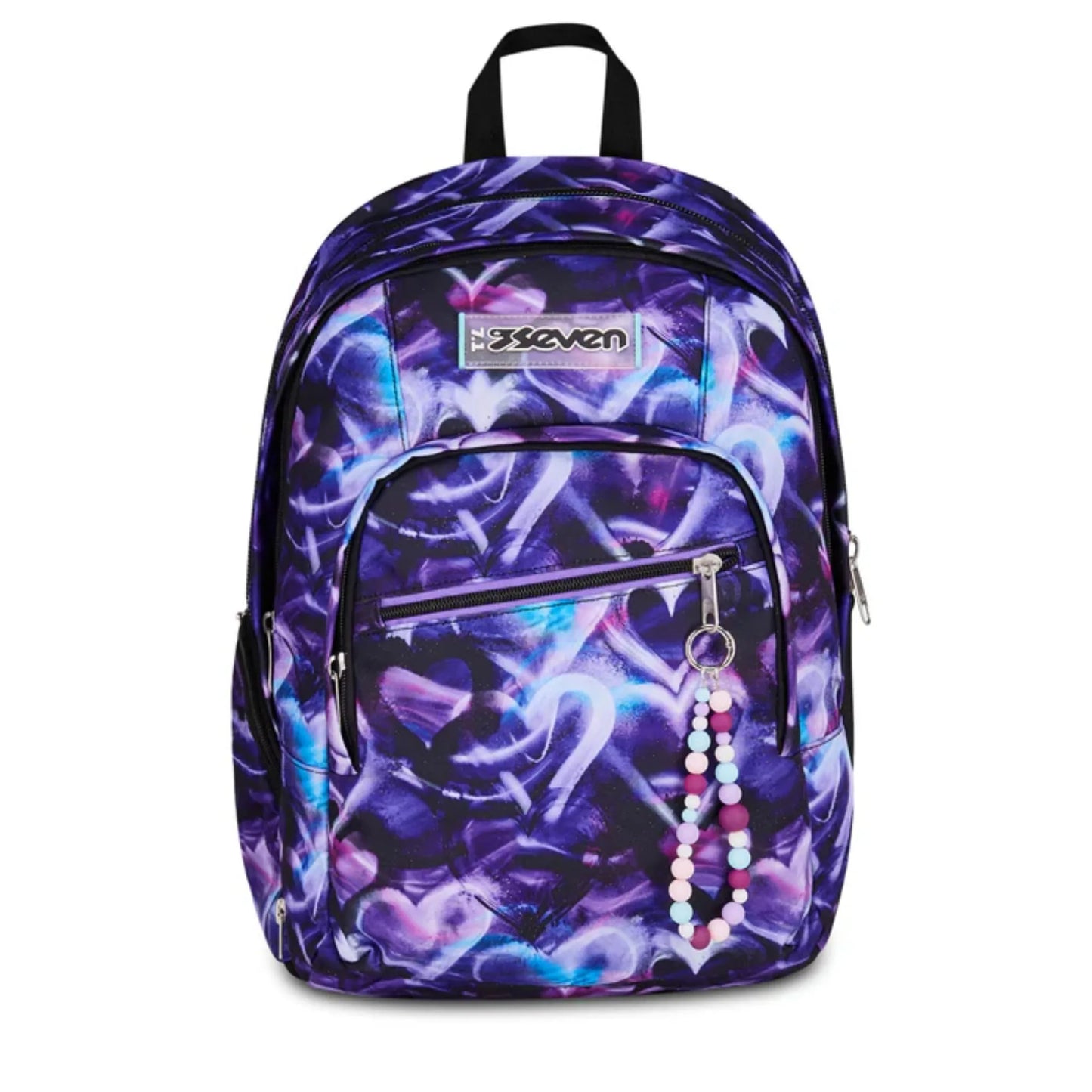 Zaino Seven Dual Detach Lovepass 2 in 1 con Zainetto Staccabile Fantasia Cuori Viola
