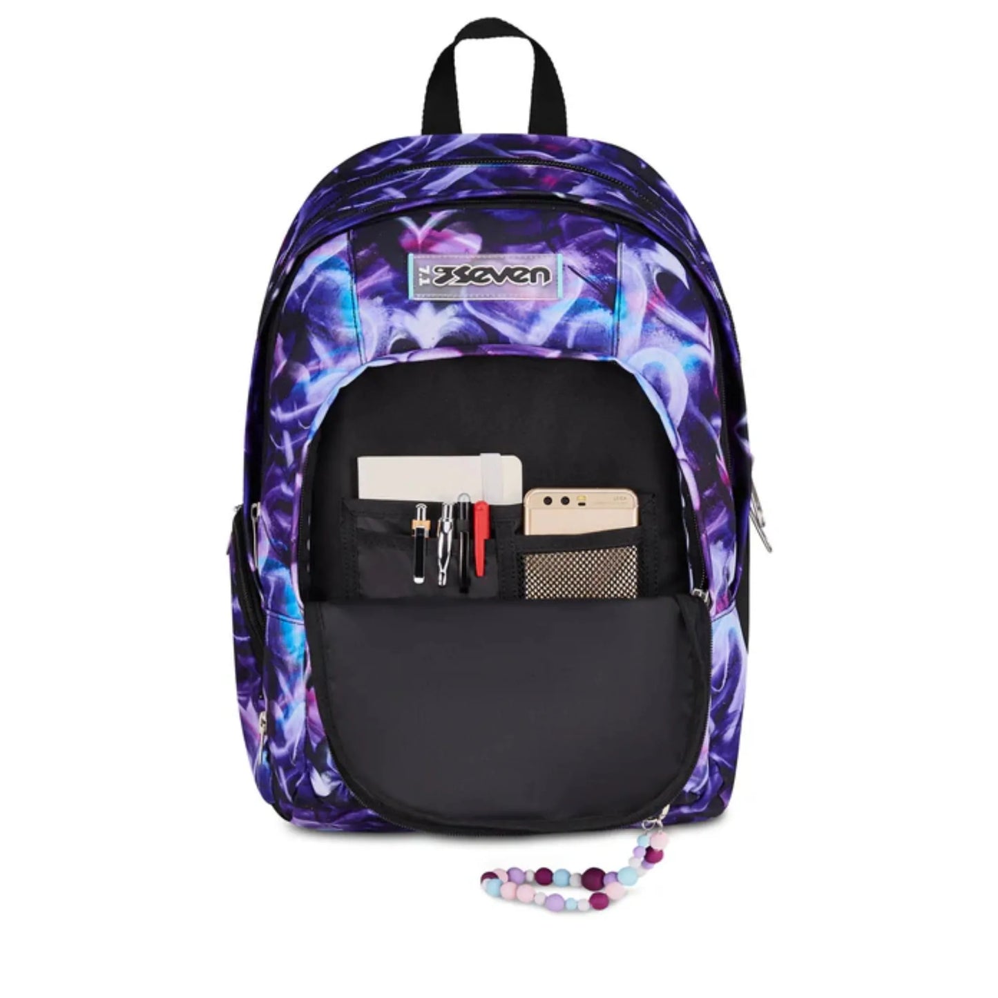 Zaino Seven Dual Detach Lovepass 2 in 1 con Zainetto Staccabile Fantasia Cuori Viola