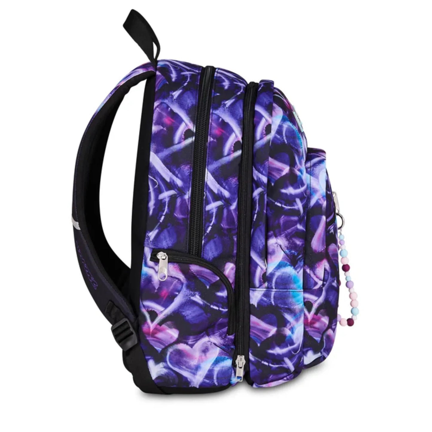 Zaino Seven Dual Detach Lovepass 2 in 1 con Zainetto Staccabile Fantasia Cuori Viola