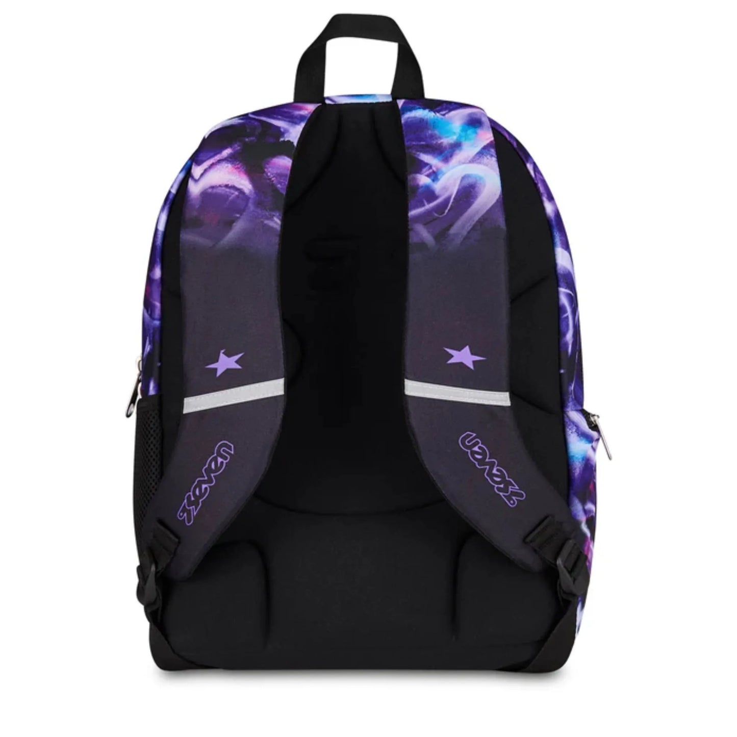Zaino Seven Dual Detach Lovepass 2 in 1 con Zainetto Staccabile Fantasia Cuori Viola
