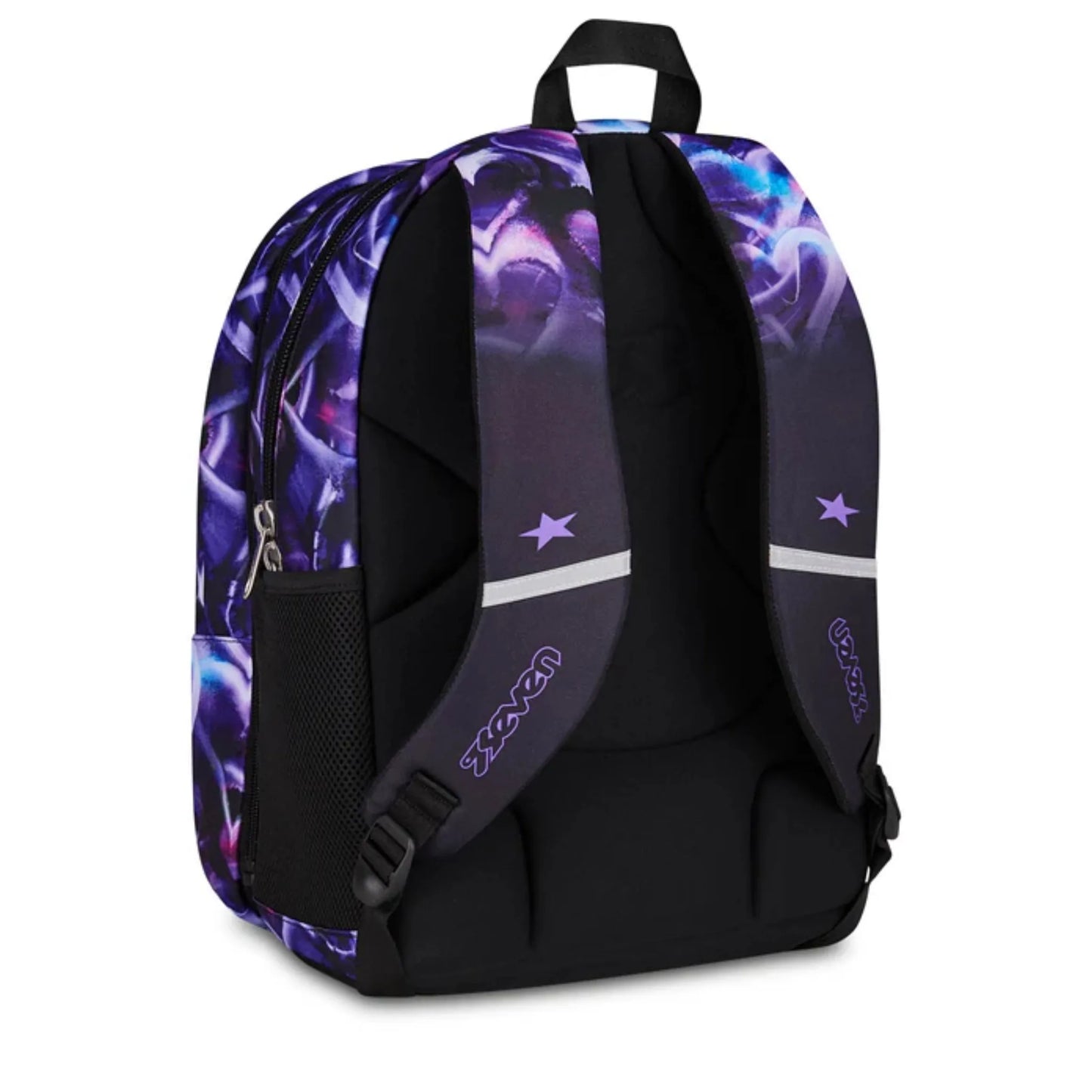 Zaino Seven Dual Detach Lovepass 2 in 1 con Zainetto Staccabile Fantasia Cuori Viola