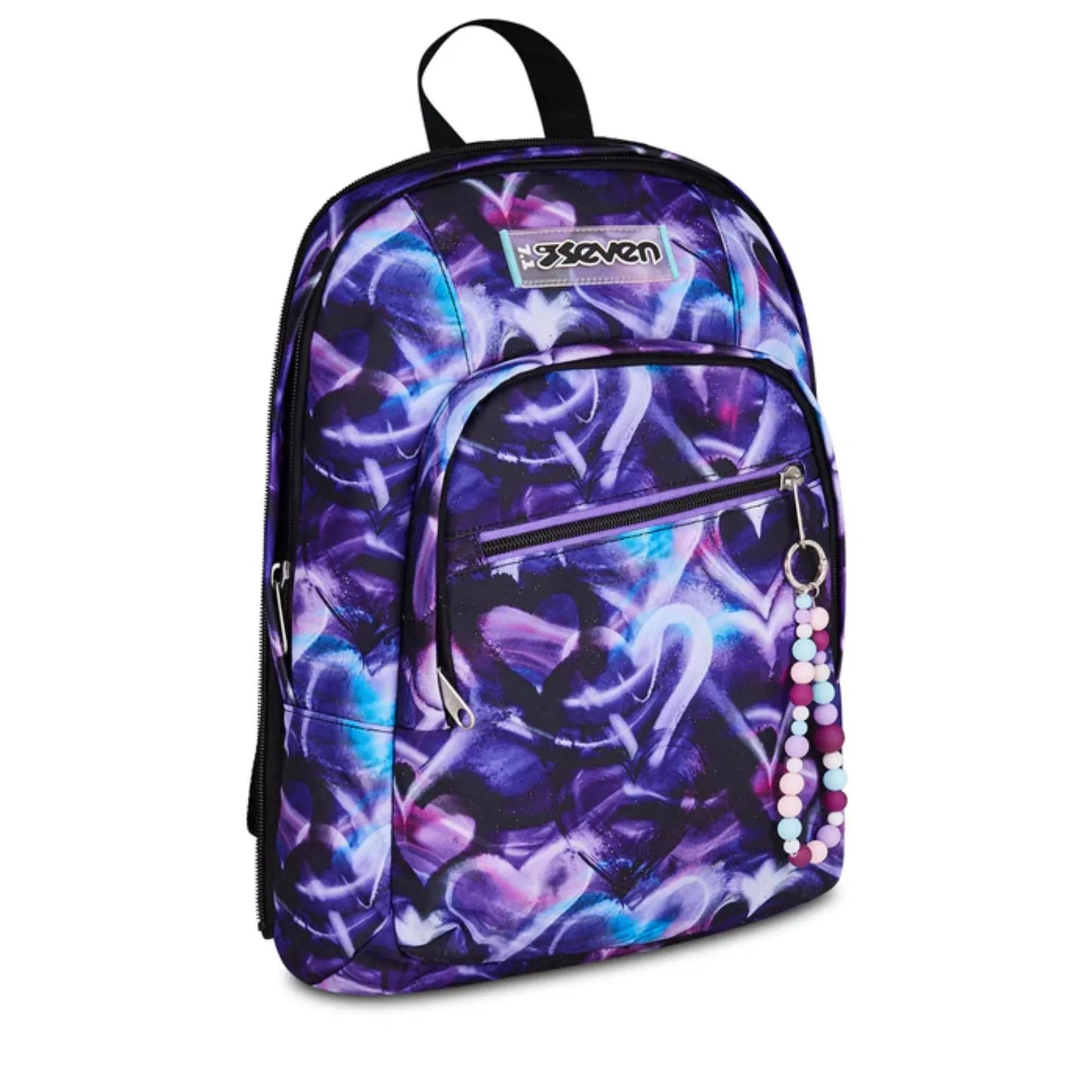 Zaino Seven Dual Detach Lovepass 2 in 1 con Zainetto Staccabile Fantasia Cuori Viola