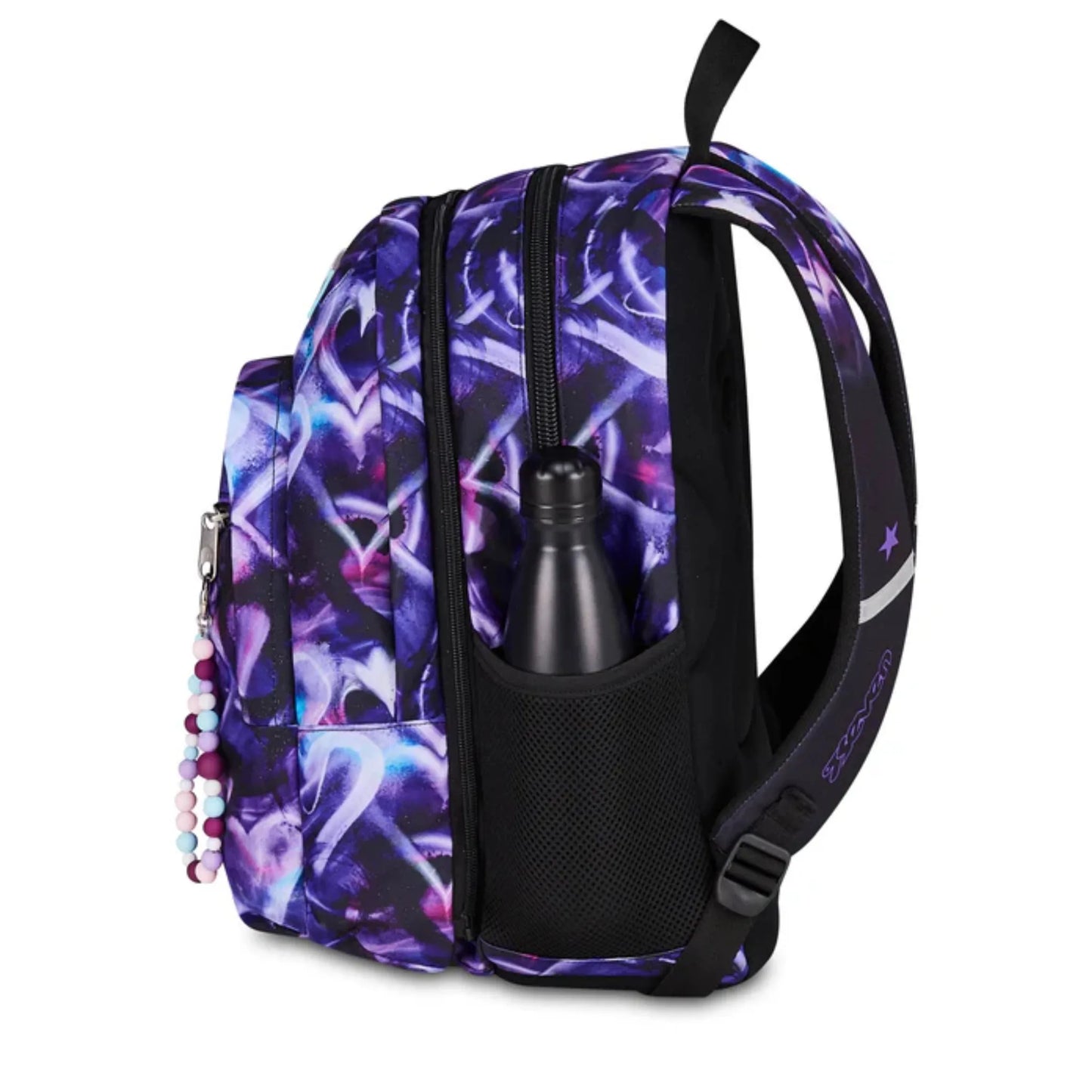 Zaino Seven Dual Detach Lovepass 2 in 1 con Zainetto Staccabile Fantasia Cuori Viola