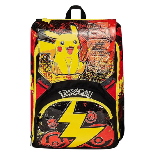 Zaino Seven Estensibile Pokémon Pikachu Doppio Scomparto con Tasca Porta Borraccia Giallo Rosso