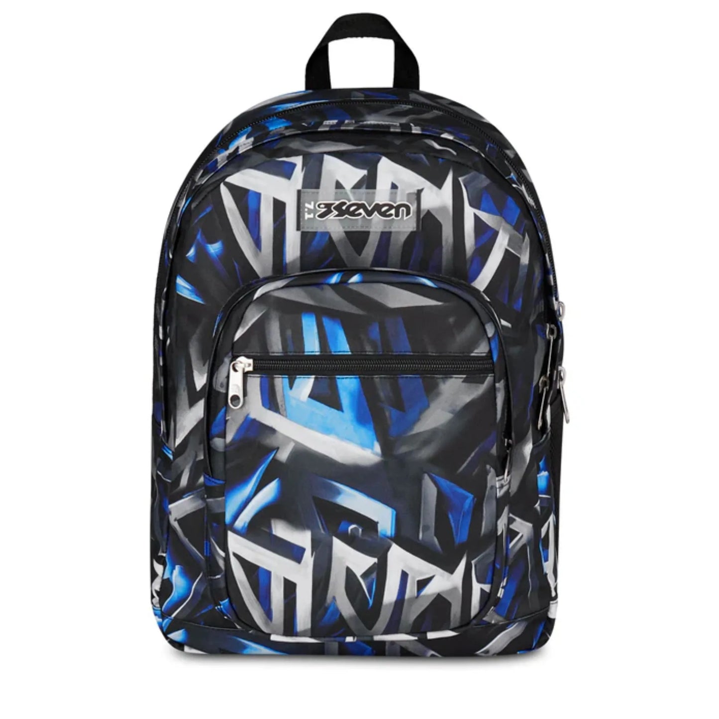Zaino Seven Freethink Boy Fantasia Graffiti Blu Doppio Scomparto con Tasca PC e Porta Borraccia