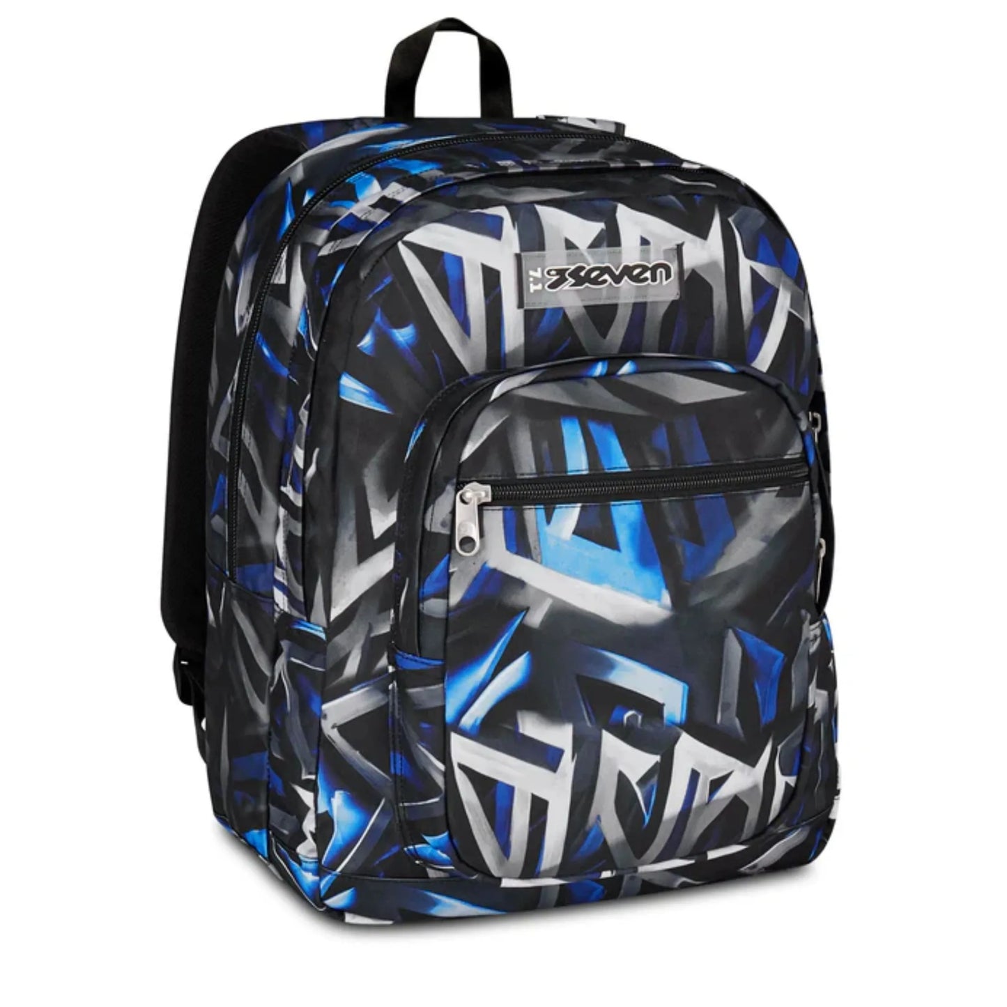 Zaino Seven Freethink Boy Fantasia Graffiti Blu Doppio Scomparto con Tasca PC e Porta Borraccia