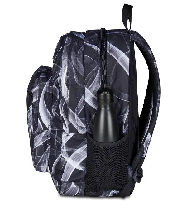 Zaino Seven Freethink Boy Smoke Doppio Scomparto con Tasca PC e Porta Borraccia Fantasia Fumo Nero