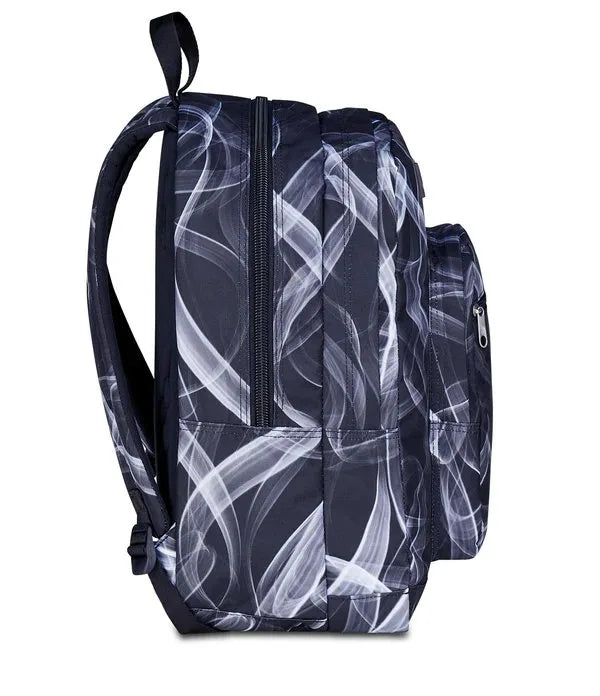 Zaino Seven Freethink Boy Smoke Doppio Scomparto con Tasca PC e Porta Borraccia Fantasia Fumo Nero