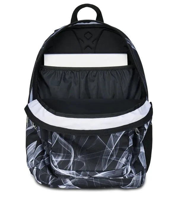 Zaino Seven Freethink Boy Smoke Doppio Scomparto con Tasca PC e Porta Borraccia Fantasia Fumo Nero