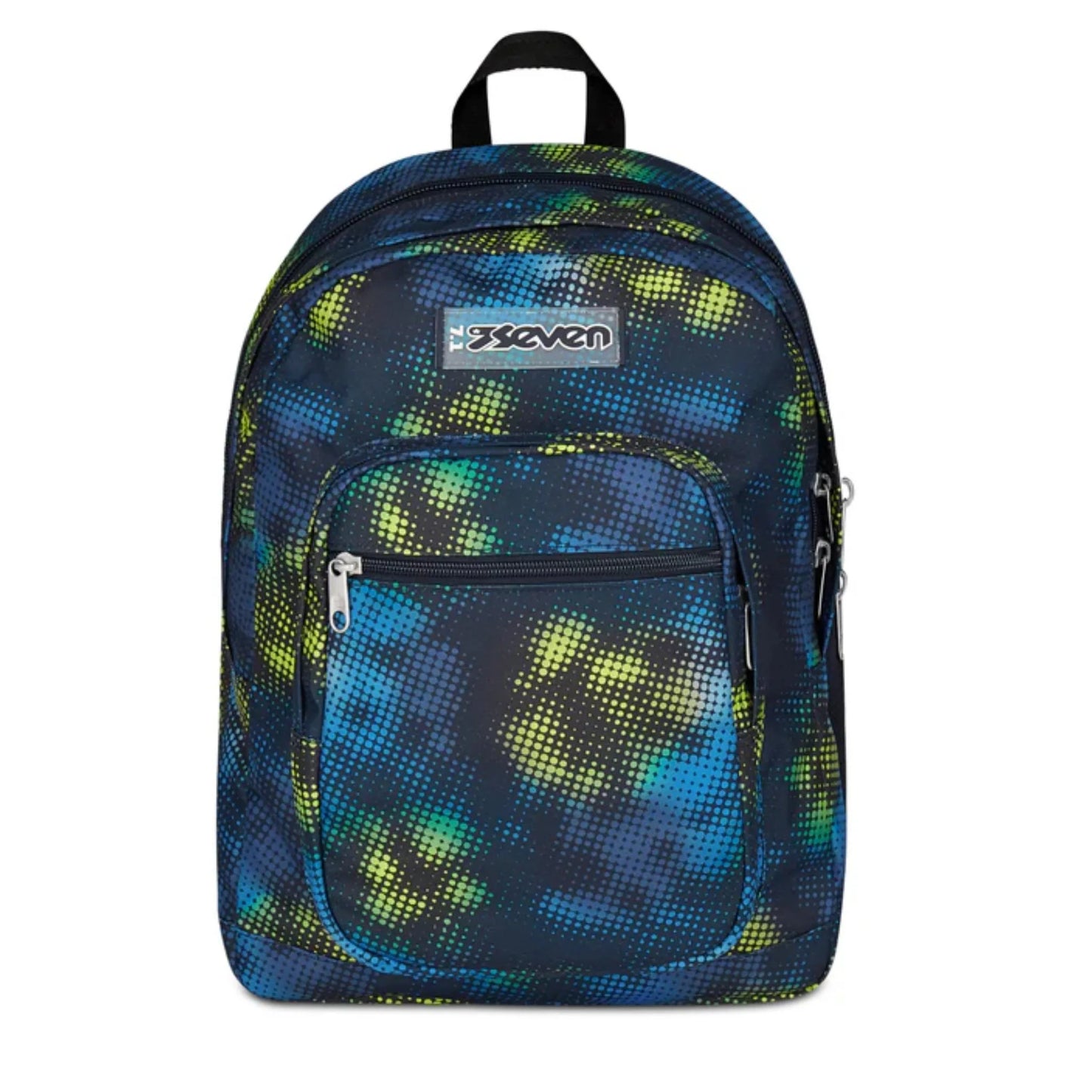Zaino Seven Freethink Boy Fantasia Verde Lime Azzurro Doppio Scomparto con Tasca PC e Porta Borraccia