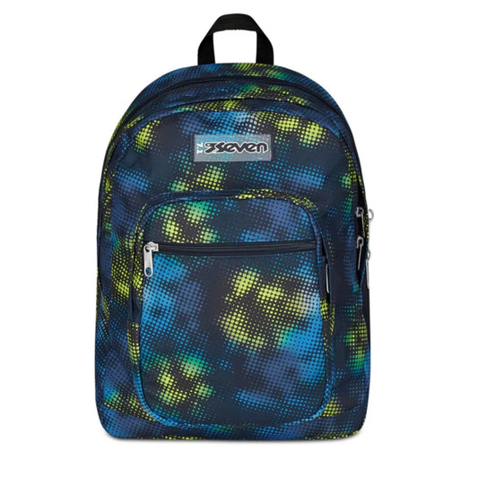 Zaino Seven Freethink Boy Fantasia Verde Lime Azzurro Doppio Scomparto con Tasca PC e Porta Borraccia