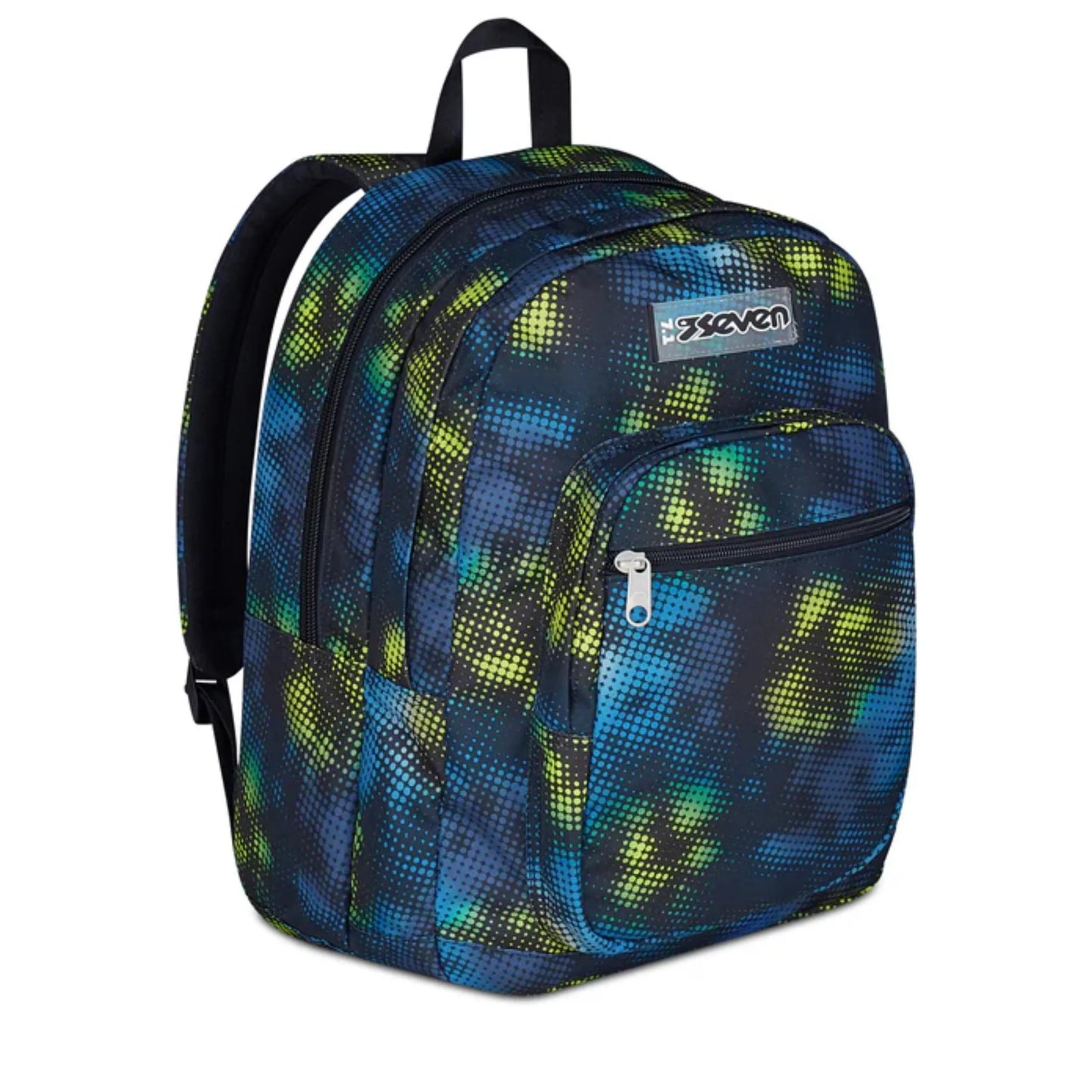 Zaino Seven Freethink Boy Fantasia Verde Lime Azzurro Doppio Scomparto con Tasca PC e Porta Borraccia