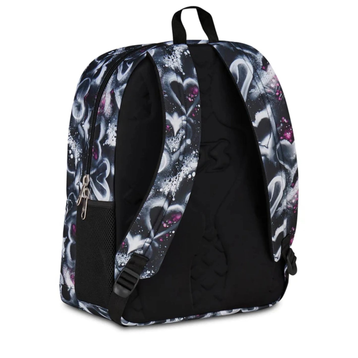Zaino Seven Freethink Girl Fantasia Cuori Graffiti Nero Doppio Scomparto con Tasca PC e Porta Borraccia
