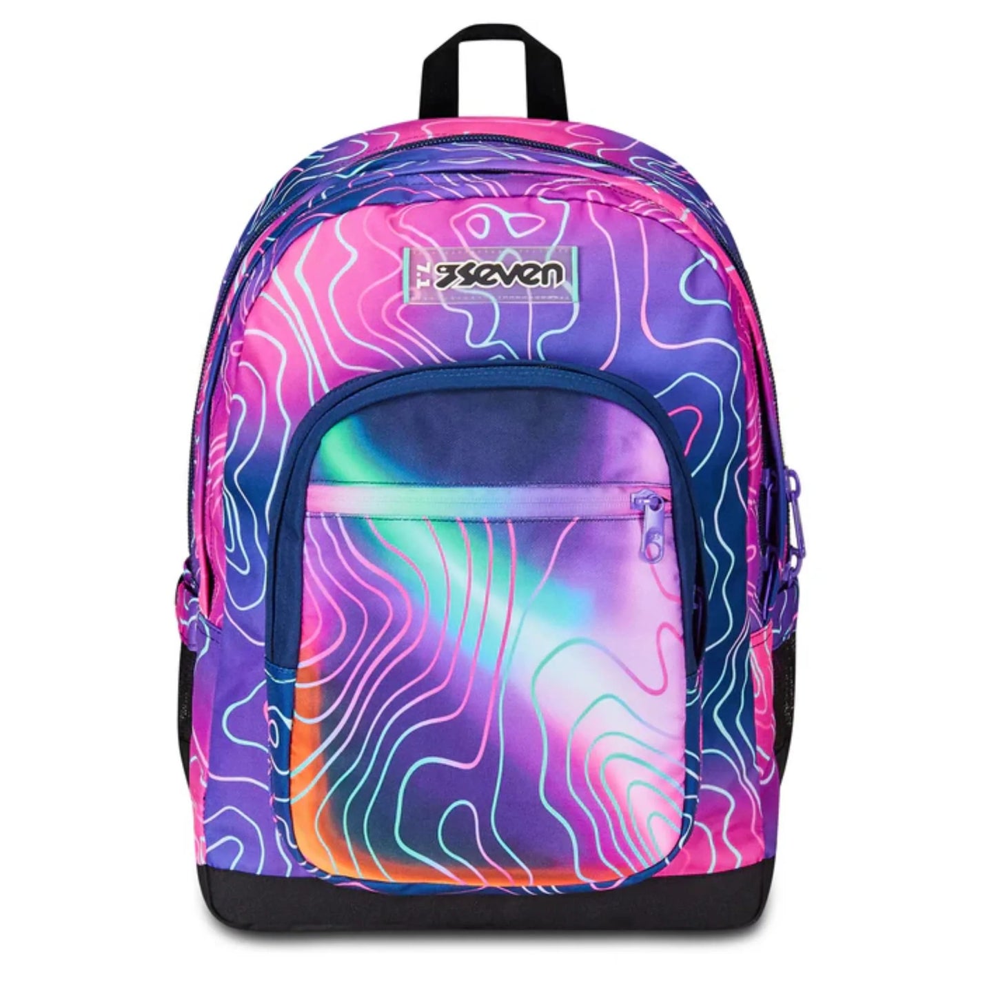 Zaino Seven Freethink Girl Mapset Fantasia Topografica Neon Doppio Scomparto con USB Plug e Tasca PC